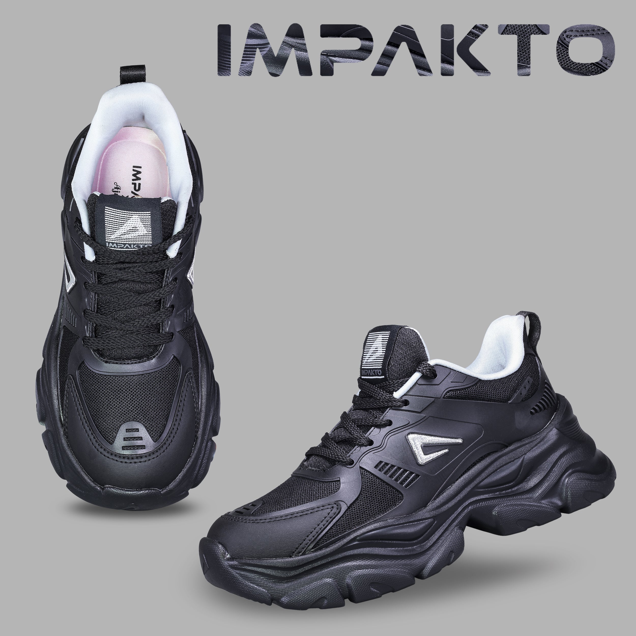 Impakto Chunky CoreMax Women's Black Sneaker - AS4105