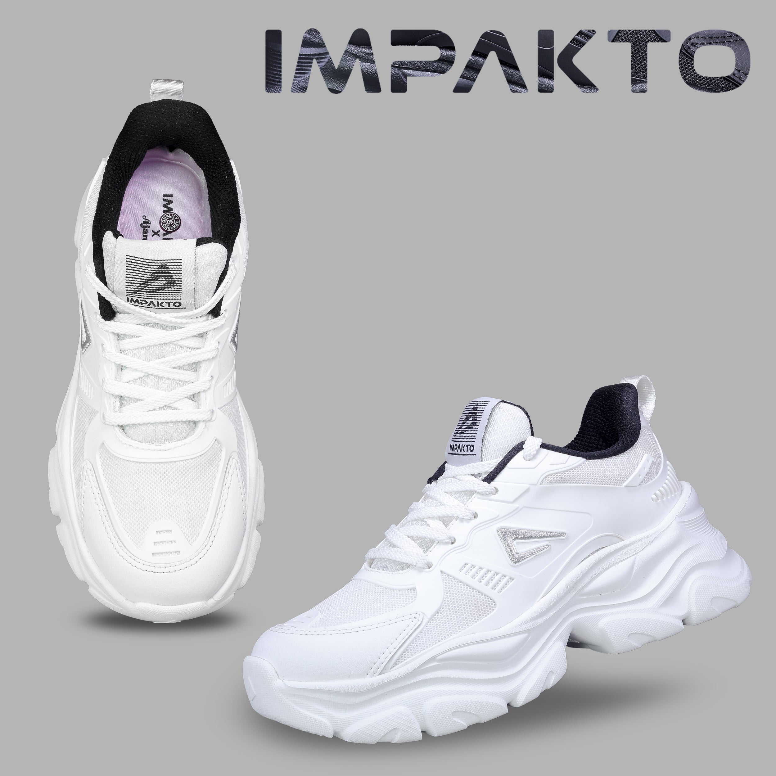 Impakto Chunky CoreMax Women's White Sneakers - AS4104