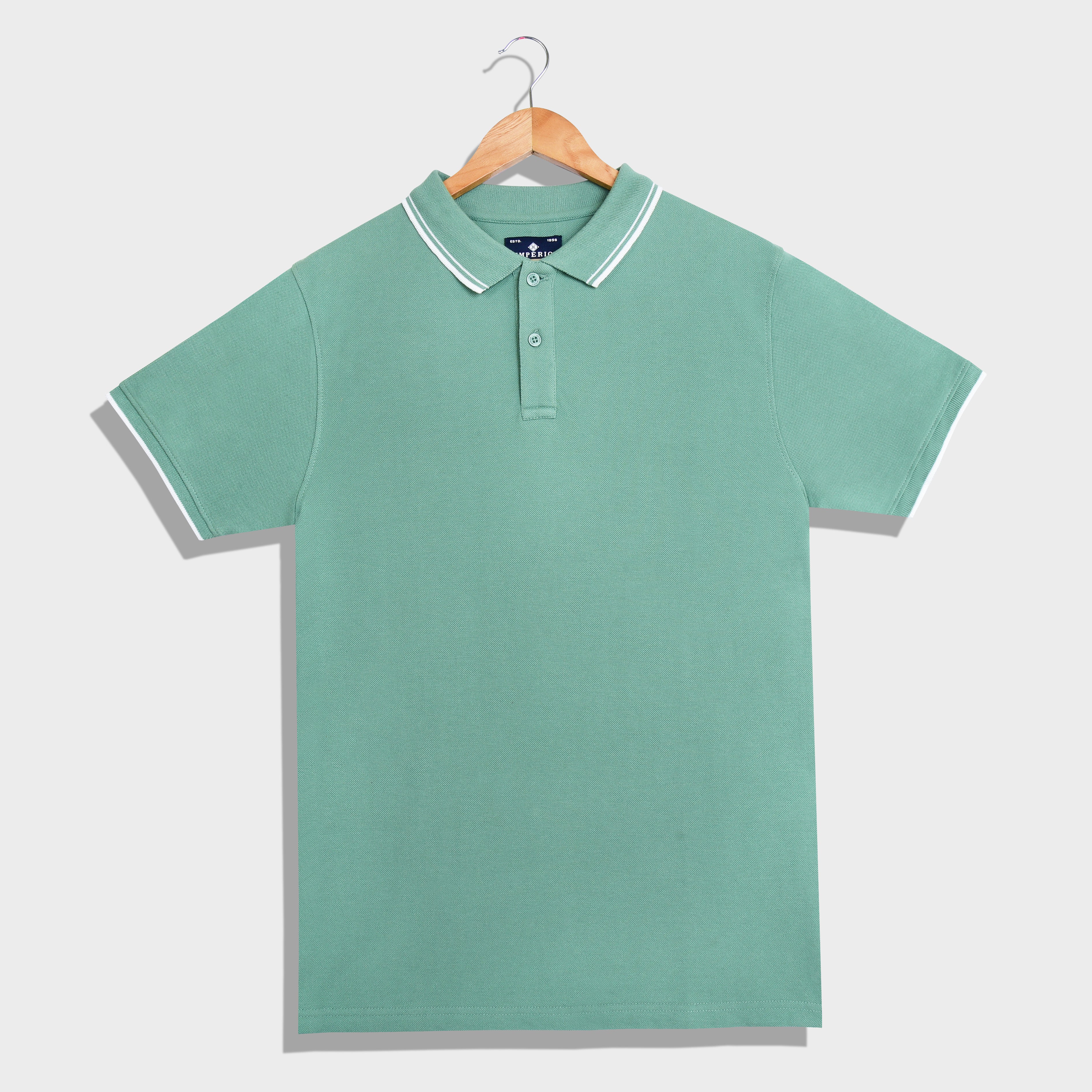 Imperio Men Solid Polo Neck Polyester Green T-Shirt TC5010