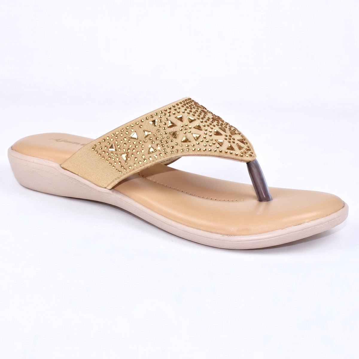AJANTA Rhinestone Embellished Wedge Sandal for Women | Ladies Comfortable Sole Wedge Heel Sandal | Ethnic Toe Post Slip-On Casual Sandal | Lightweight Footwear For Party, Festive, Office, Outdoor