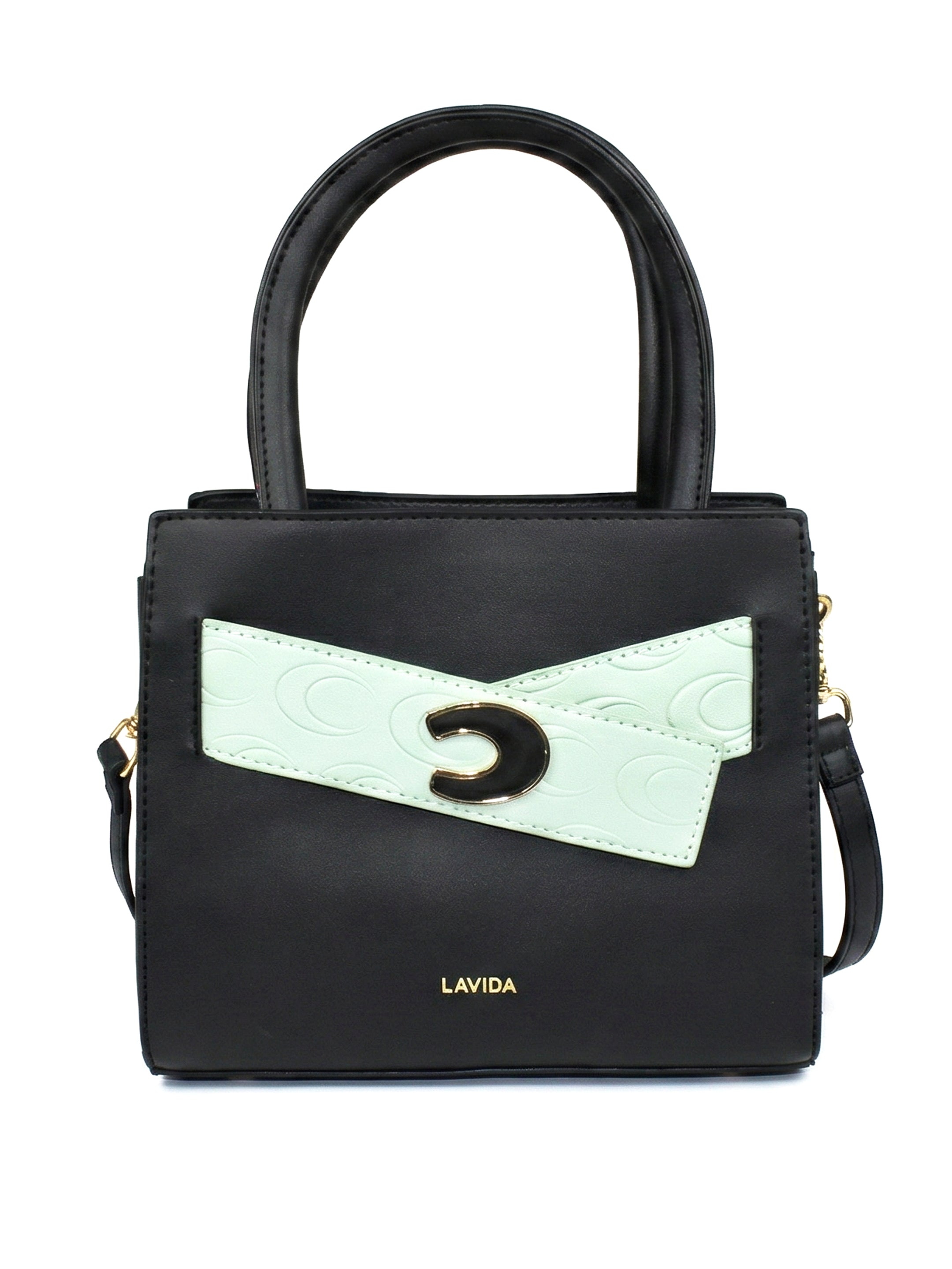 Ajanta Stylish Women’s Black Handbag with Detachable Sling Strap & Top Handle