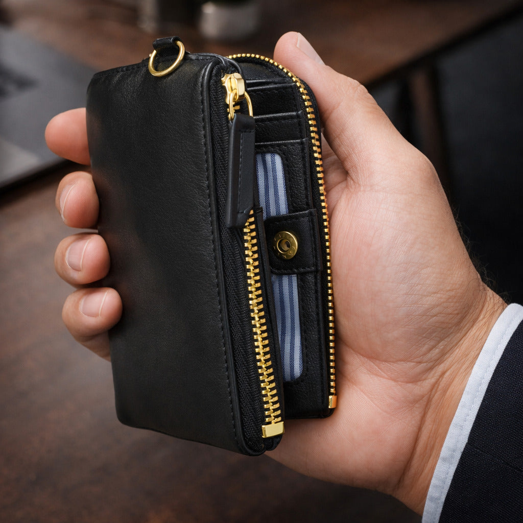 Ajanta Classic Black Leather Wallet for Men Stylish, Durable & Functional
