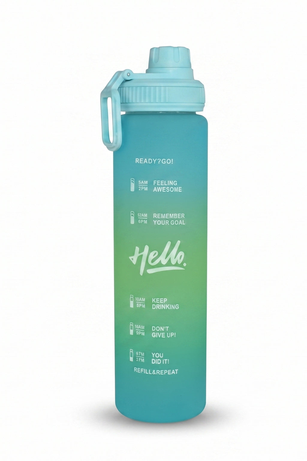 Ajanta 1L Motivational Sports Water Bottle | BPA Free Food Grade Plastic Leakproof Sports Sipper Bottle | Screw Lid with Carry Handle Time Marker Reusable Water Bottle for Gym, Office, School & Travel