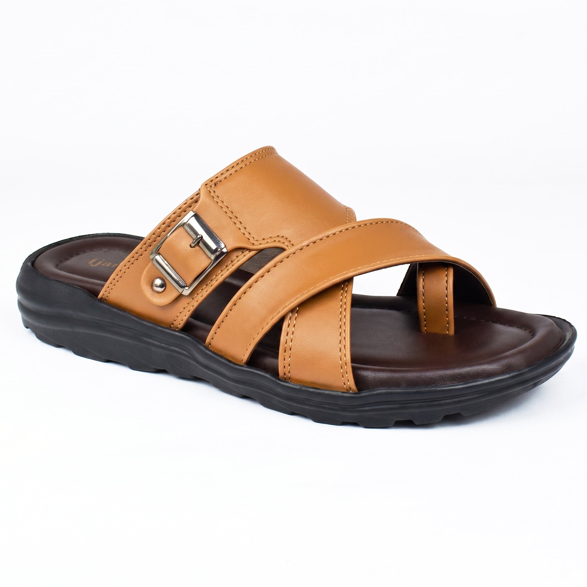 AJANTA Men Comfort Sandals | Lightweight Casual Daily Wear Footwear (Tan)