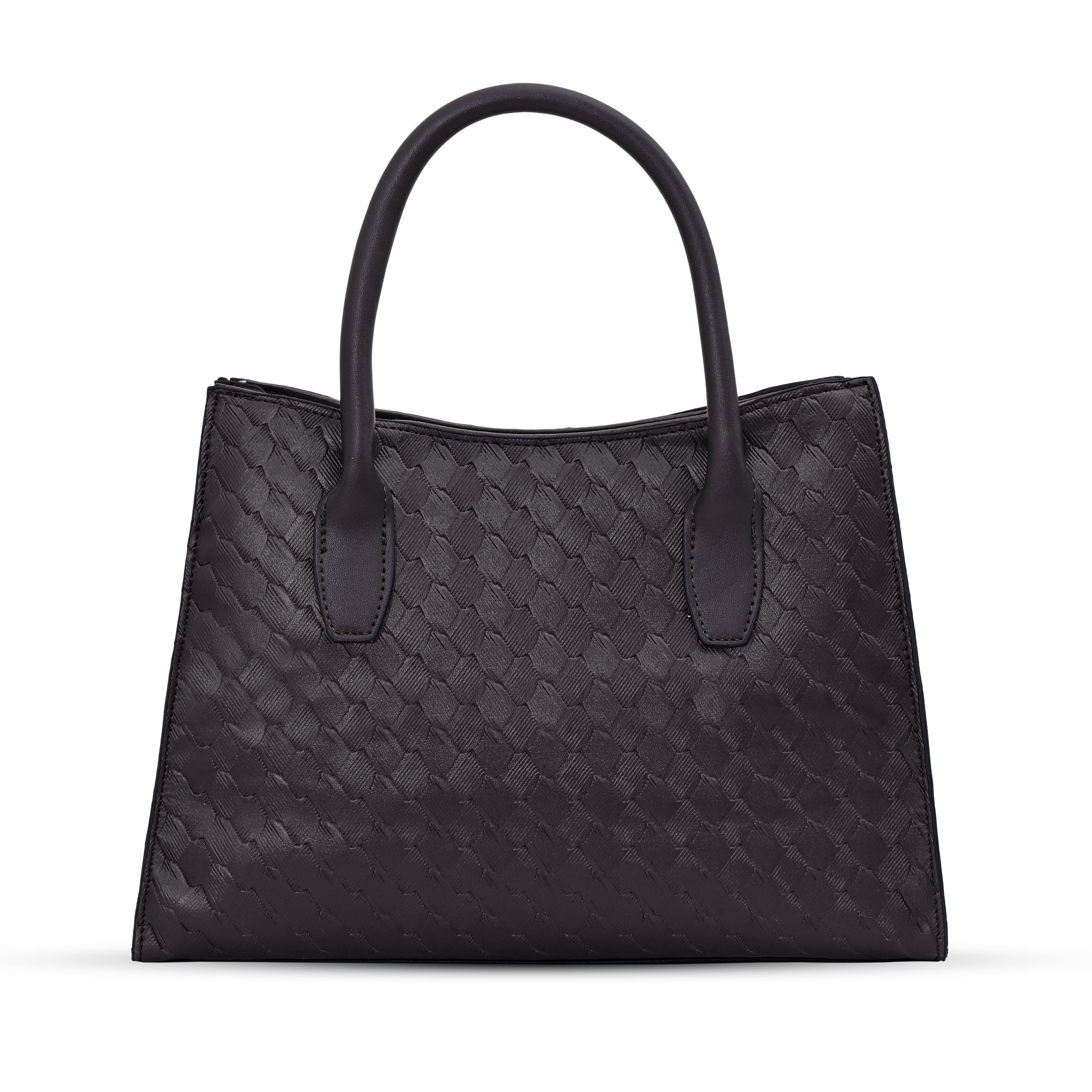 QIARRA Dark Brown Luxe Textured Synthetic Rexin Shoulder Bag with Detachable Strap VB8048