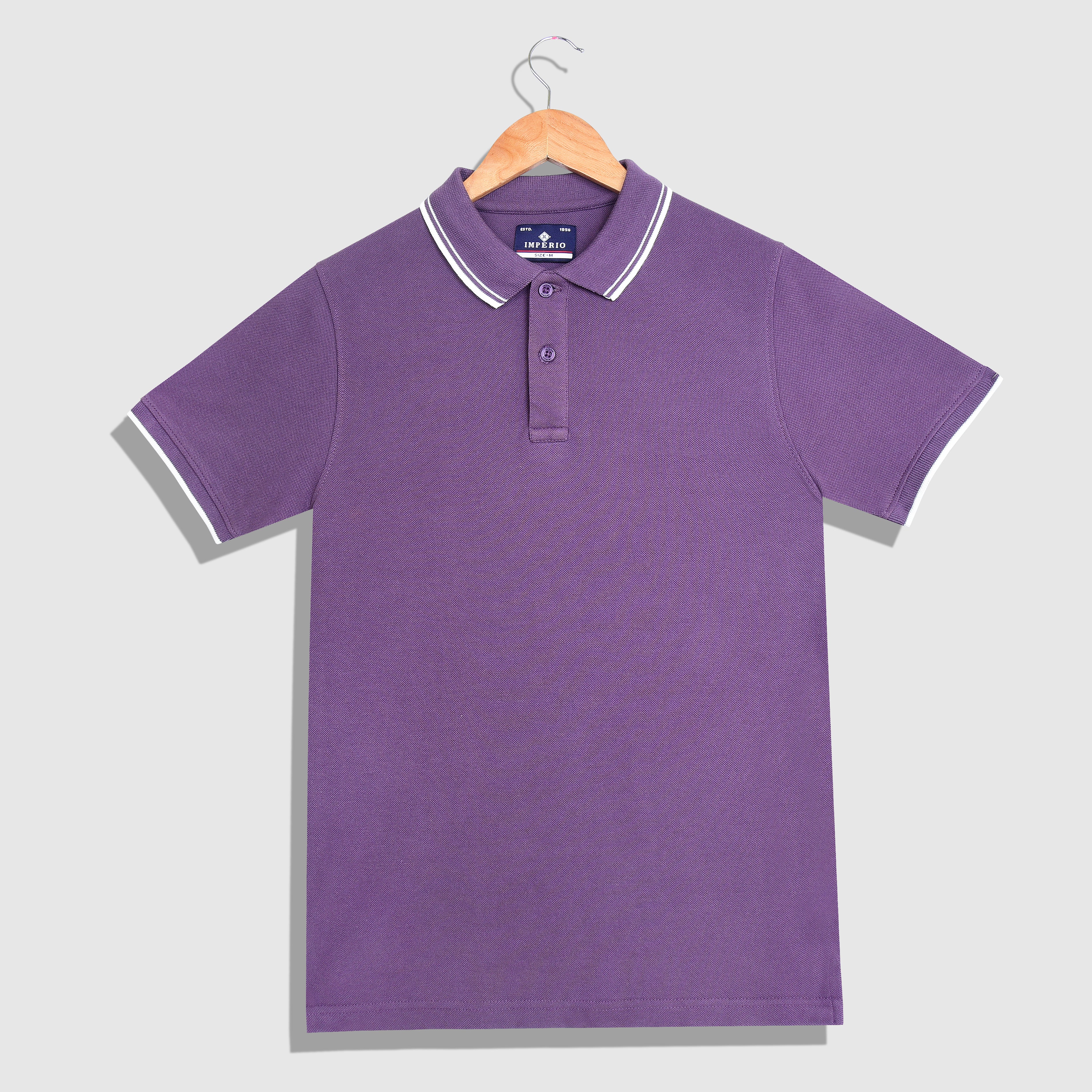 Imperio Men Solid Polo Neck Polyester Purple T-Shirt TC5007