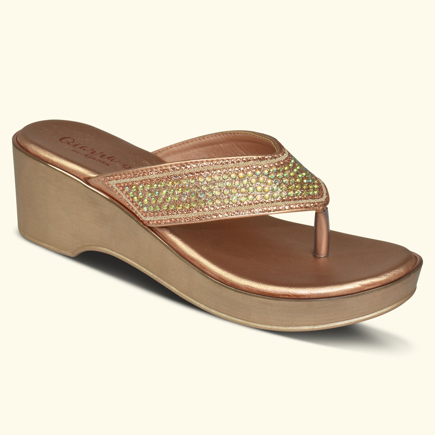 QIARRA Women's Shimmer Wedge Sandals