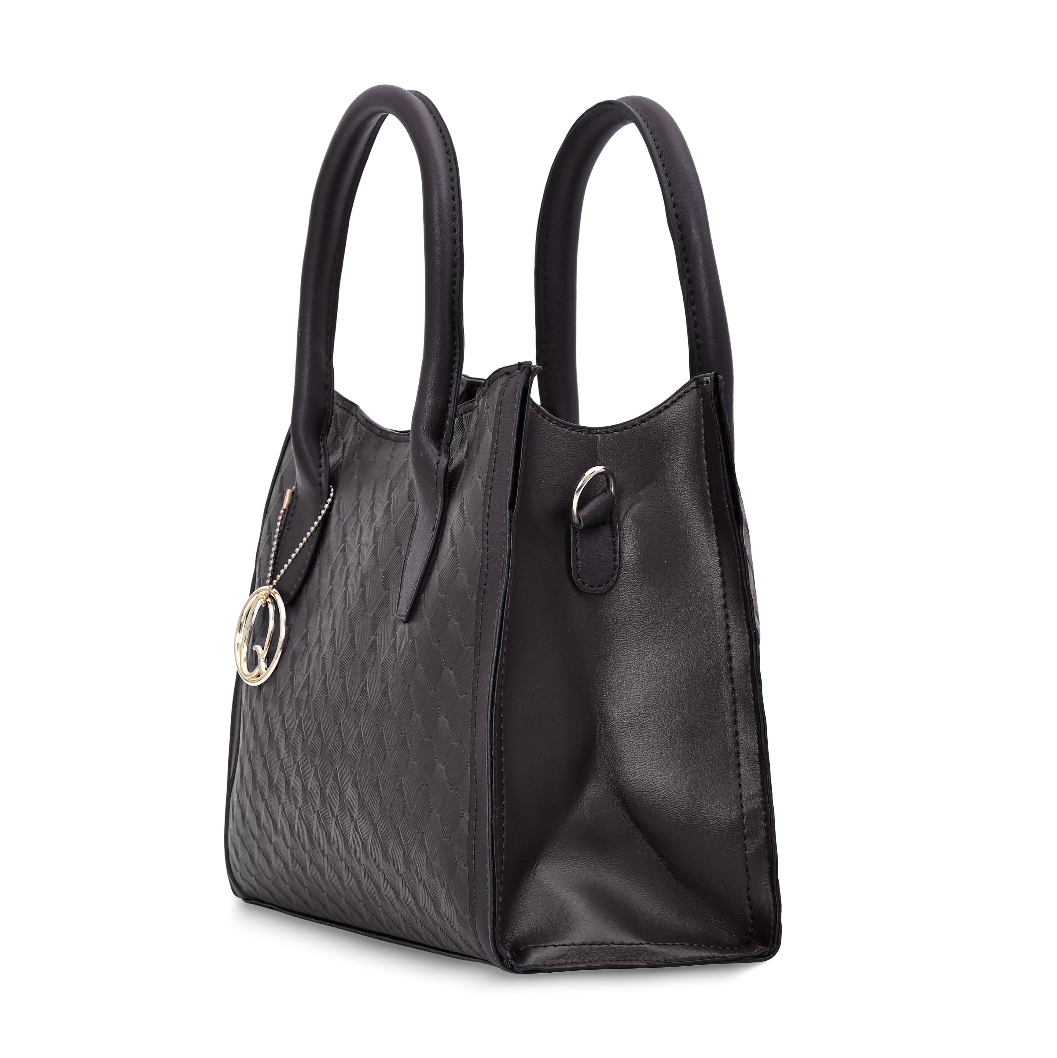 QIARRA Dark Brown Luxe Textured Synthetic Rexin Shoulder Bag with Detachable Strap VB8048