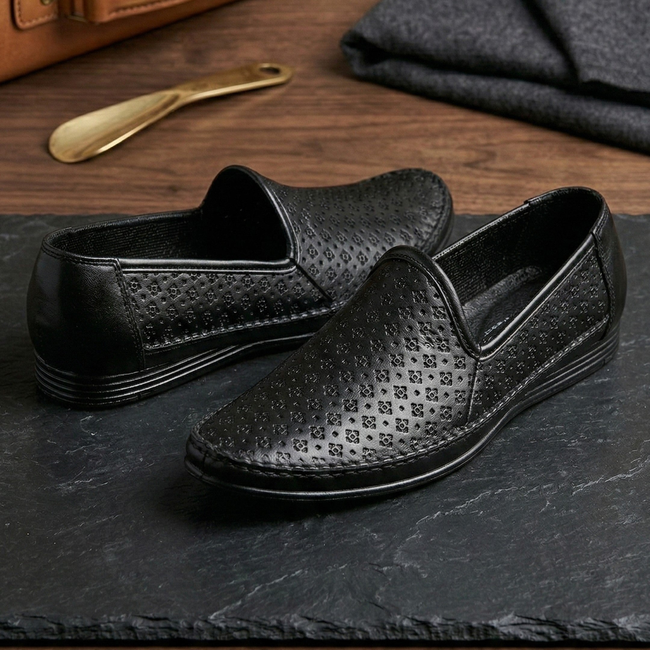 Ajanta Men’s PVC Slip-On Loafers Shoes