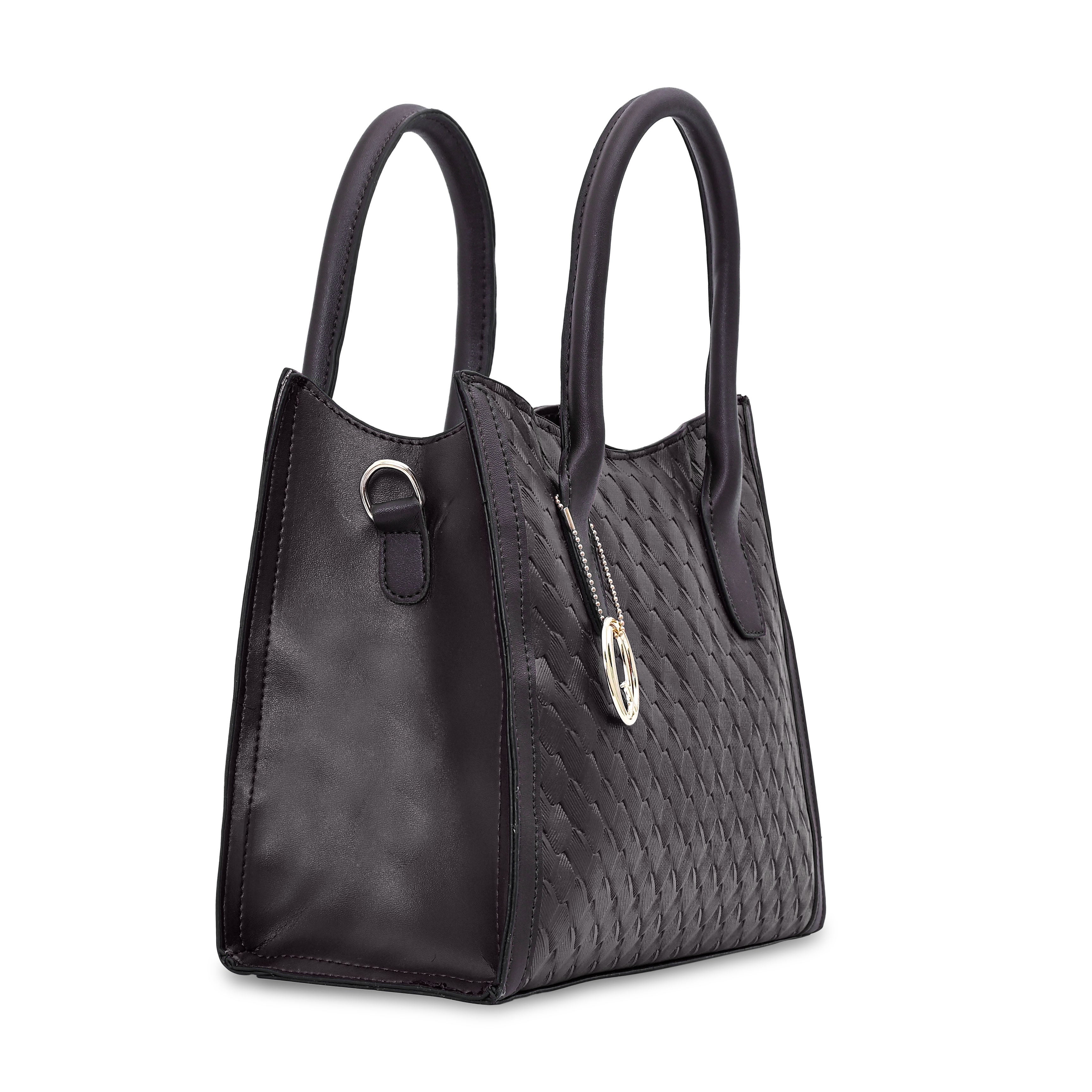 QIARRA Dark Brown Luxe Textured Synthetic Rexin Shoulder Bag with Detachable Strap VB8048