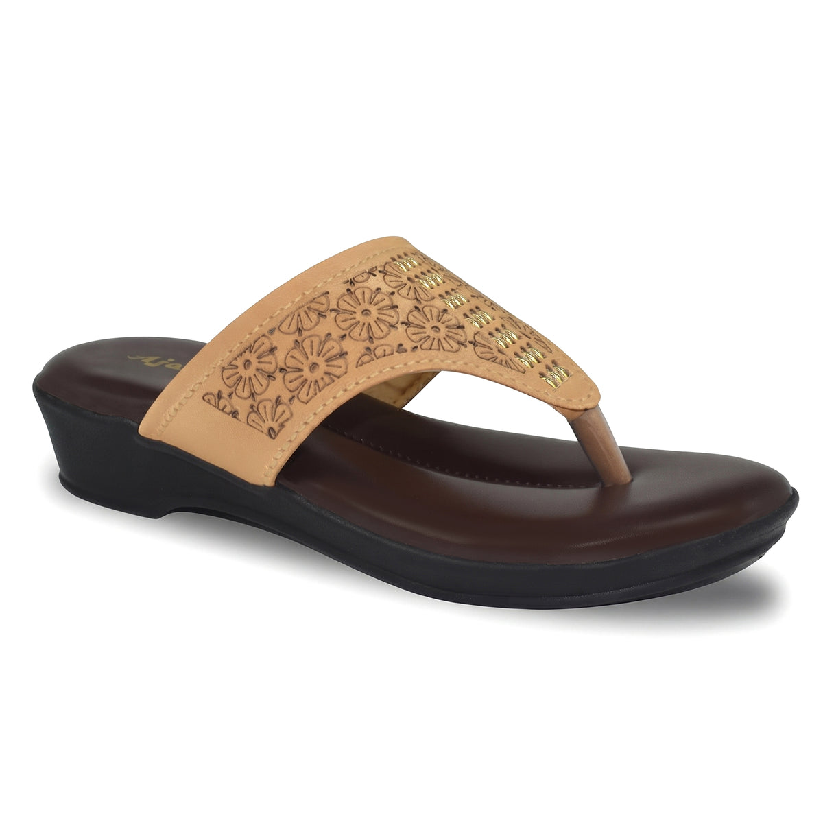 AJANTA Stylish Embellished Comfort Sandals For Woman | Lightweight Daily Wear Slip-On Flats for Women & Girls | Comfortable Casual Fashion Footwear For Office, Special Occasion, Wedding Party & Outing
