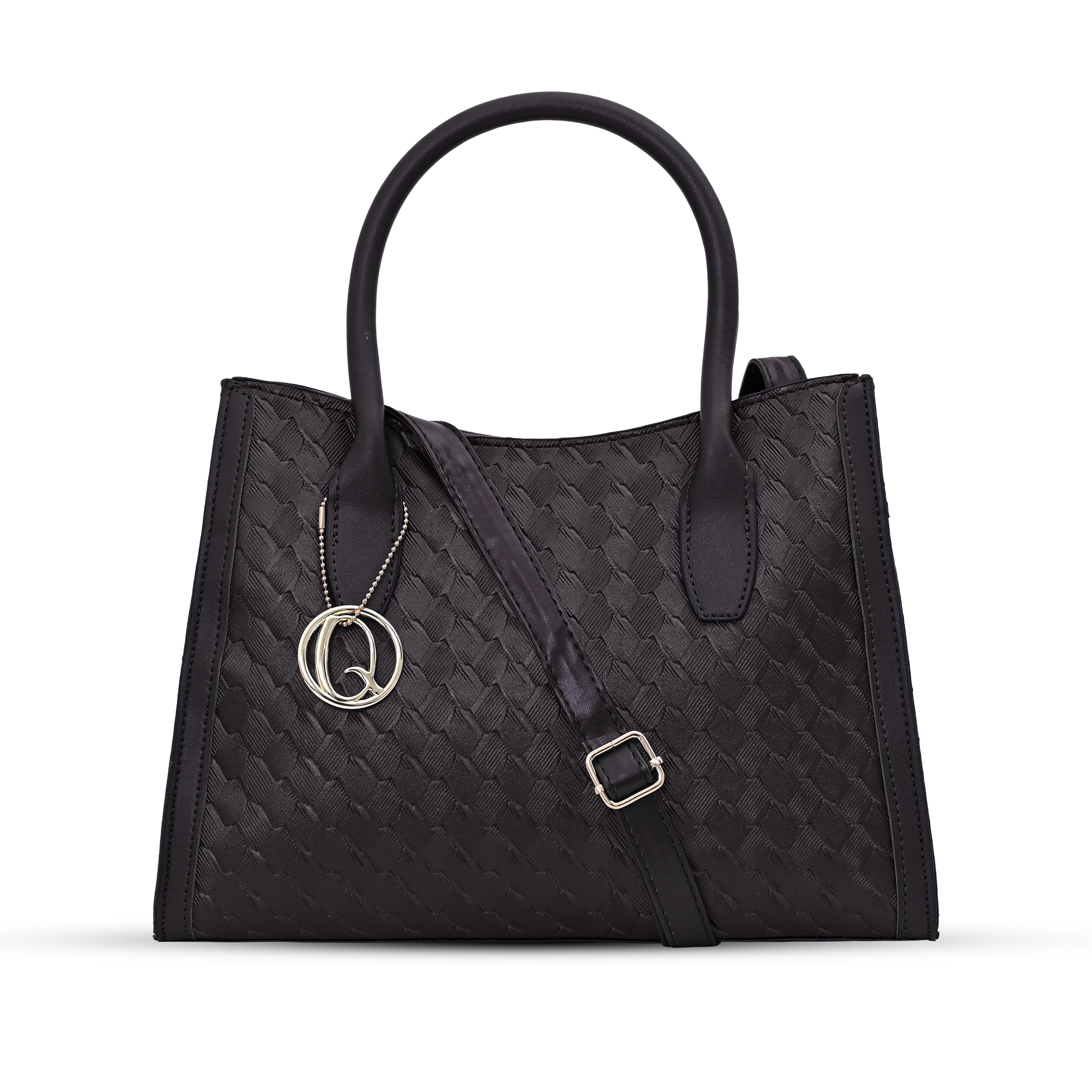 QIARRA Dark Brown Luxe Textured Synthetic Rexin Shoulder Bag with Detachable Strap VB8048