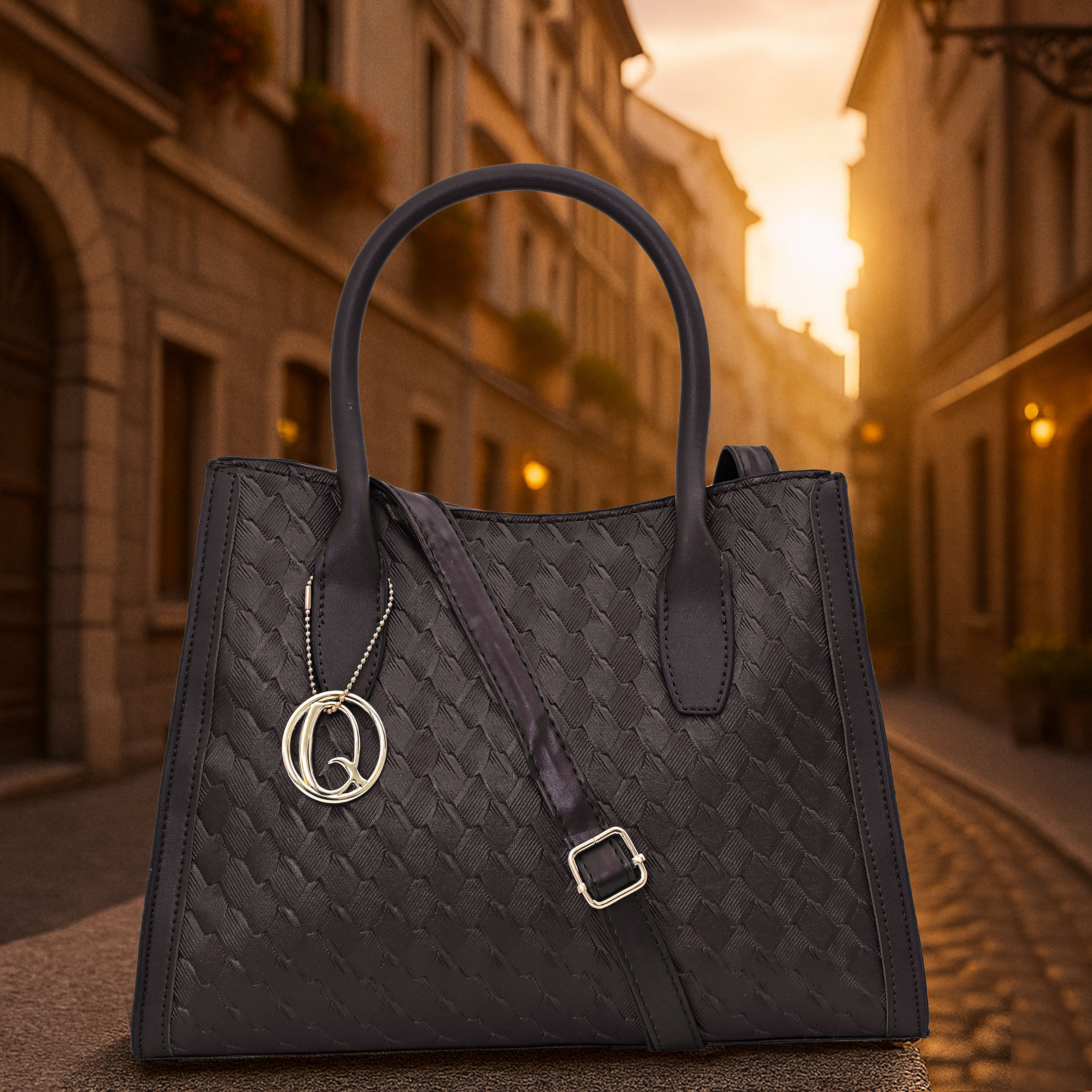 QIARRA Dark Brown Luxe Textured Synthetic Rexin Shoulder Bag with Detachable Strap VB8048