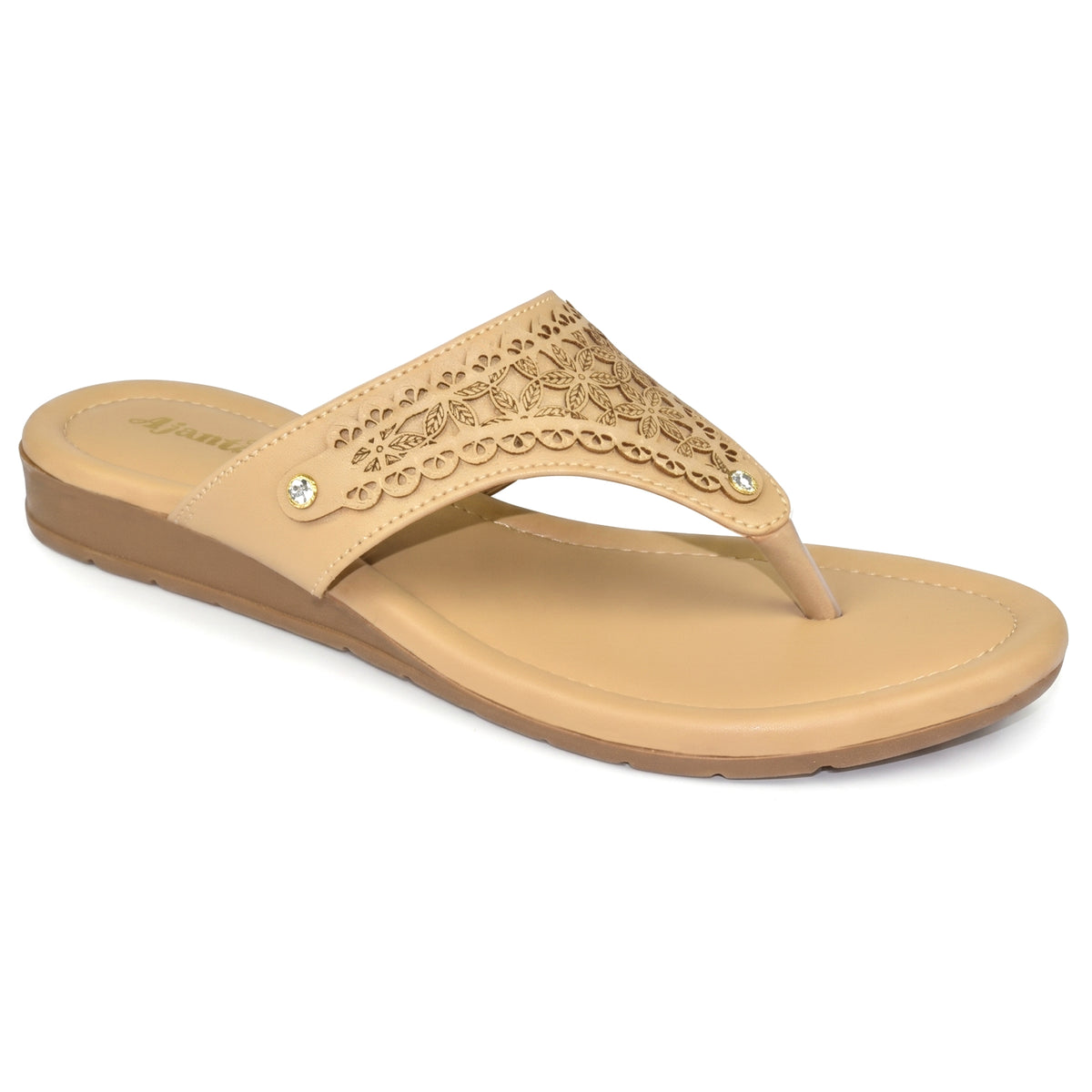 AJANTA Women’s Stylish Embellished Comfort Sandals | Casual Daily Wear Slip-On Flats for Women & Girls | Comfortable Lightweight Fashion Footwear For Office, Special Occasion, Wedding Party & Outing