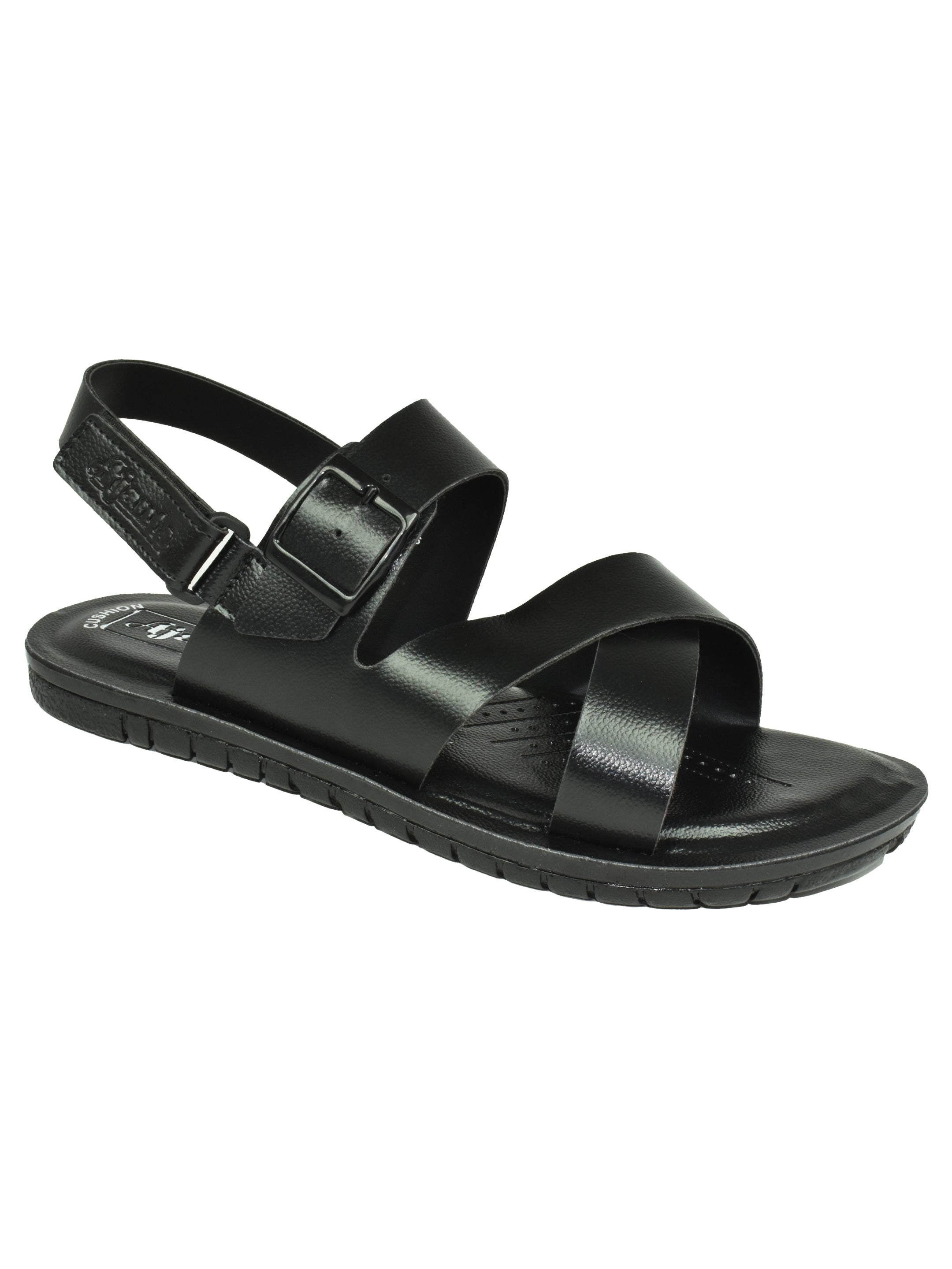 Ajanta Men’s Black Cross-Strap Sandal