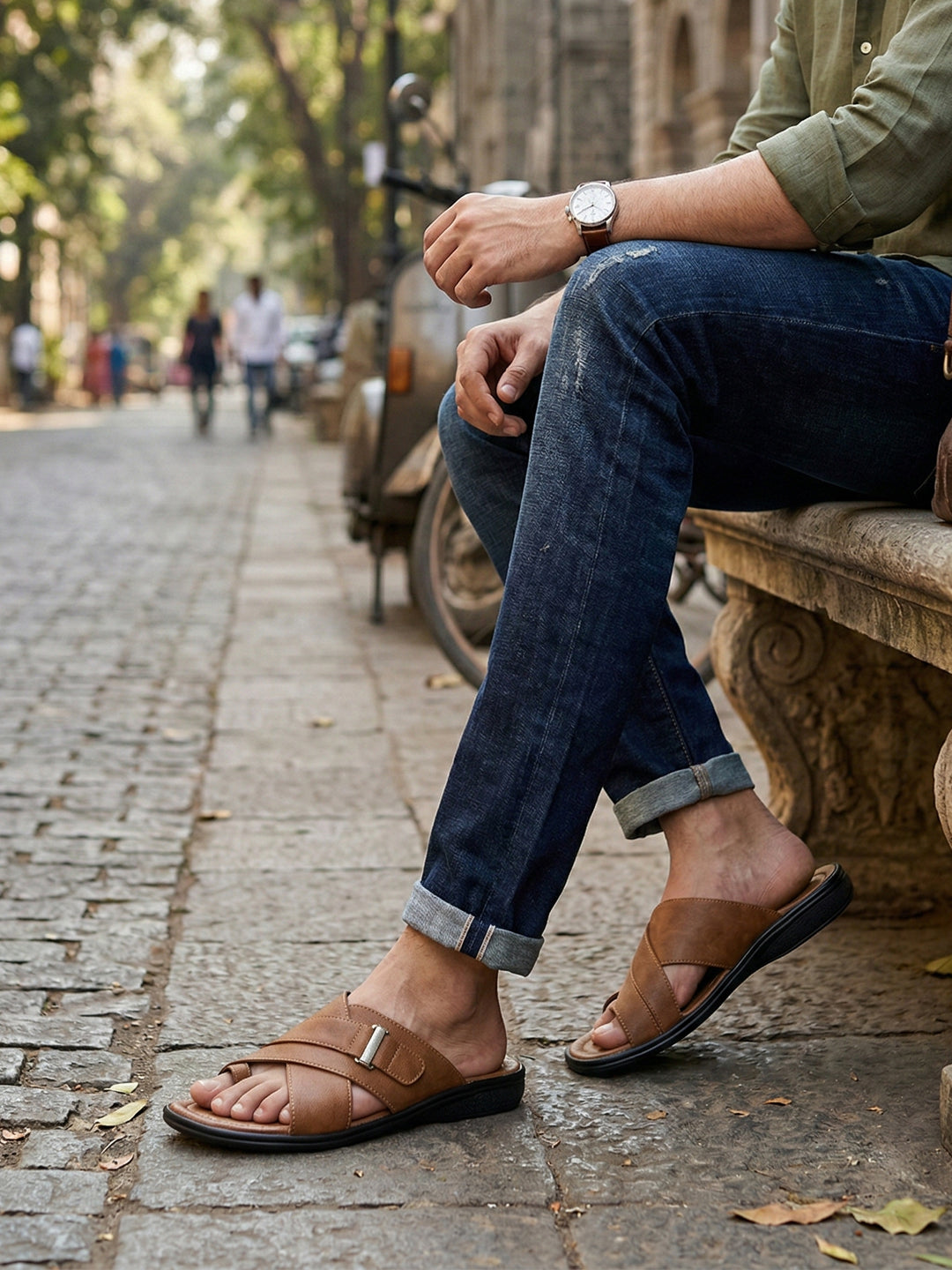 Ajanta Men’s Brown PVC Sandals
