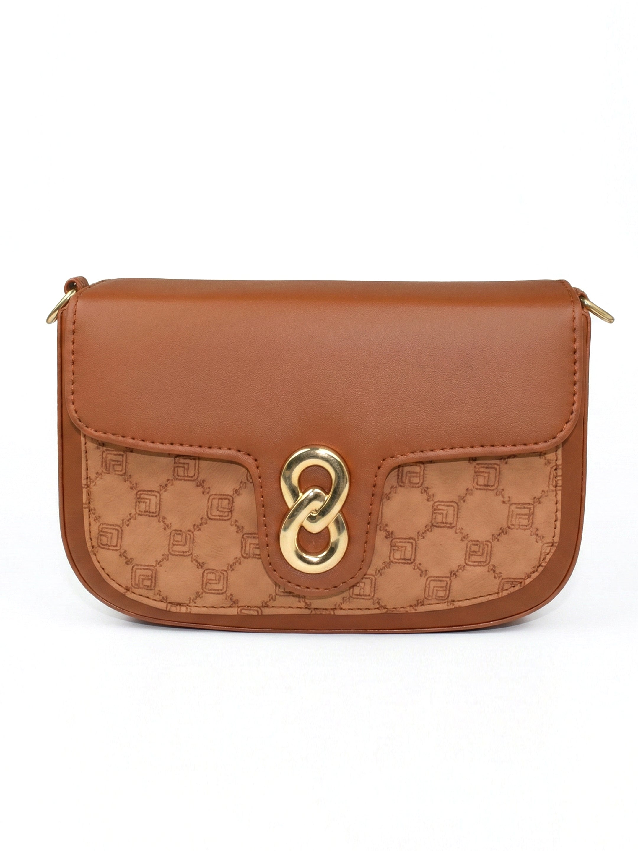 Ajanta Women’s Stylish Flap Lock Tan Sling Bag with Adjustable Strap