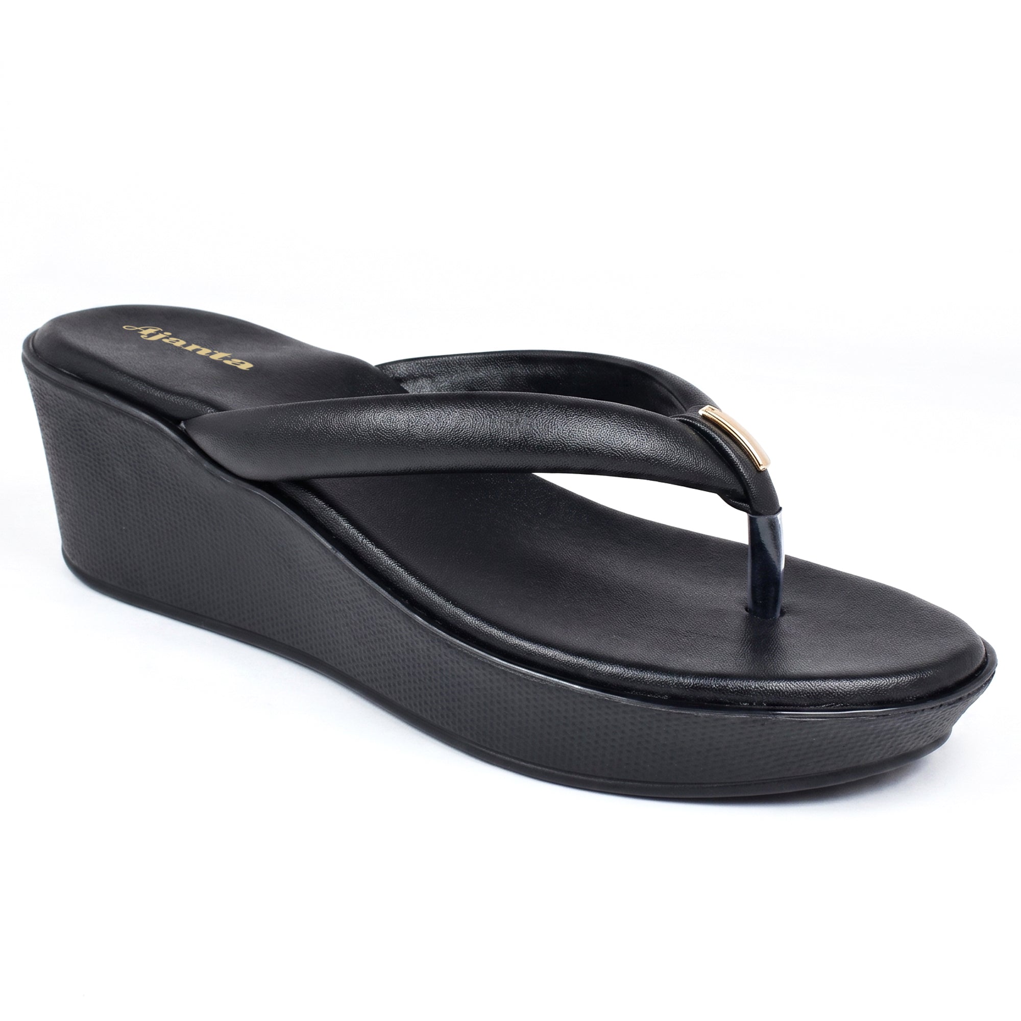 AJANTA Women Wedge Heel Sandals | Toe Post Flip Flop Sandals for Women | Platform Slip On Sandals | Lightweight Cushioned Walking Footwear | Daily Office, Travel, Puja & Festive Wear For Woman