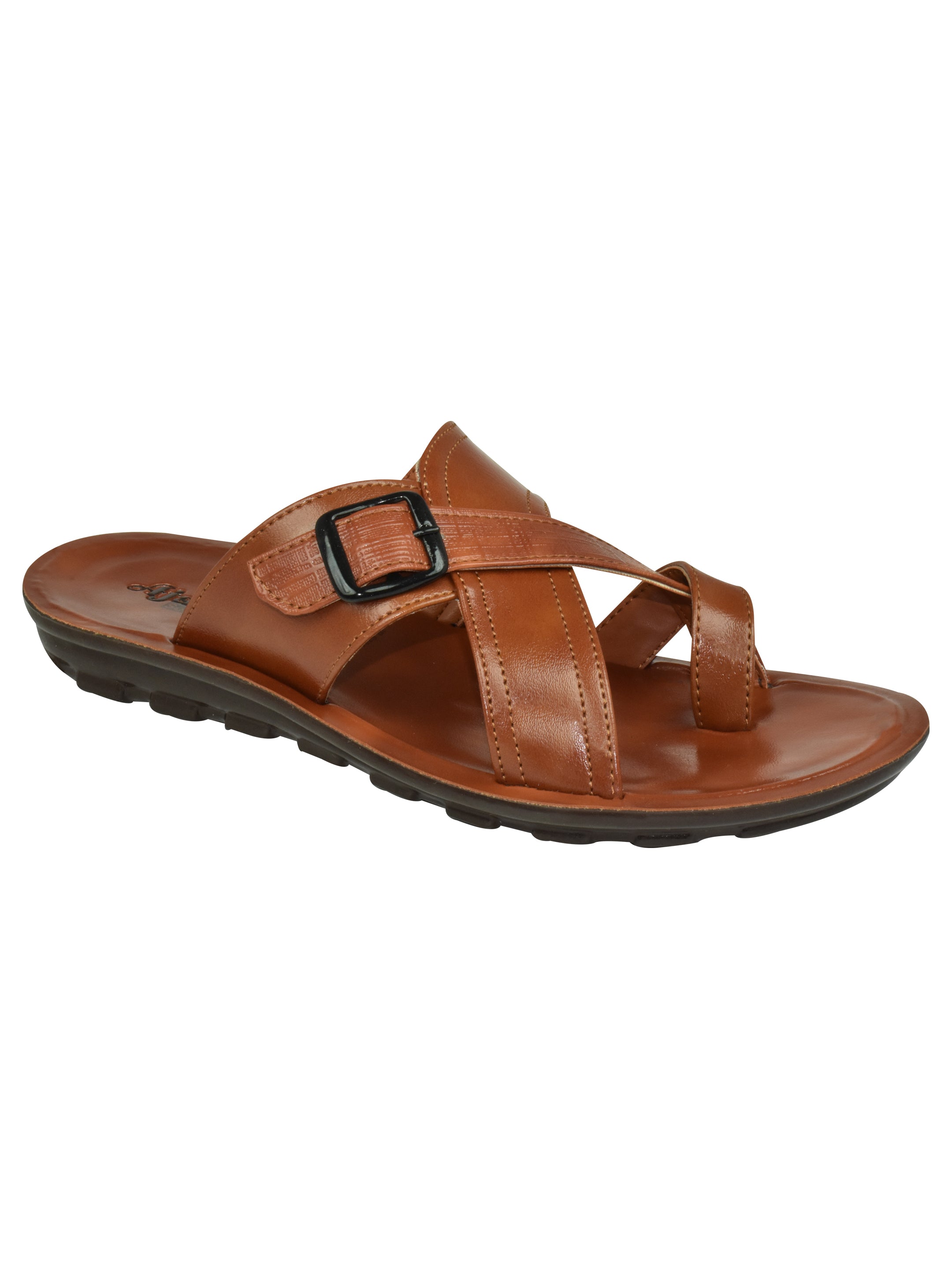 Ajanta Men’s Brown Cross-Strap Sandal