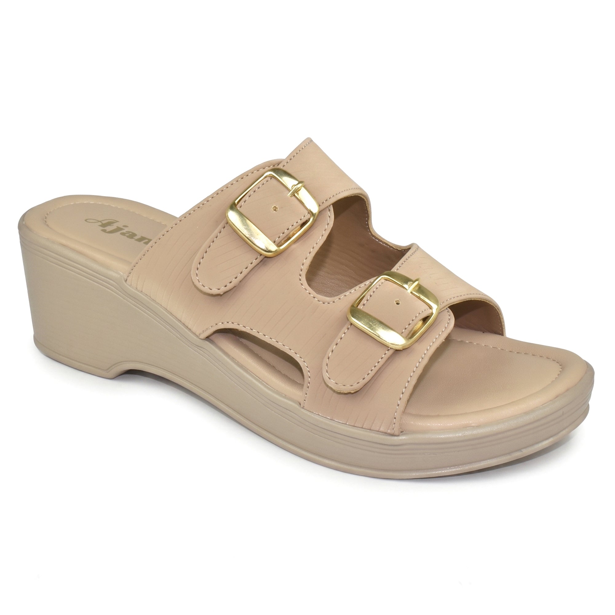 Ajanta Women’s Open-Toe Sandals with Buckle Closure | Slip-On Casual Flats for Women | Comfortable Daily Wear Footwear Ladies