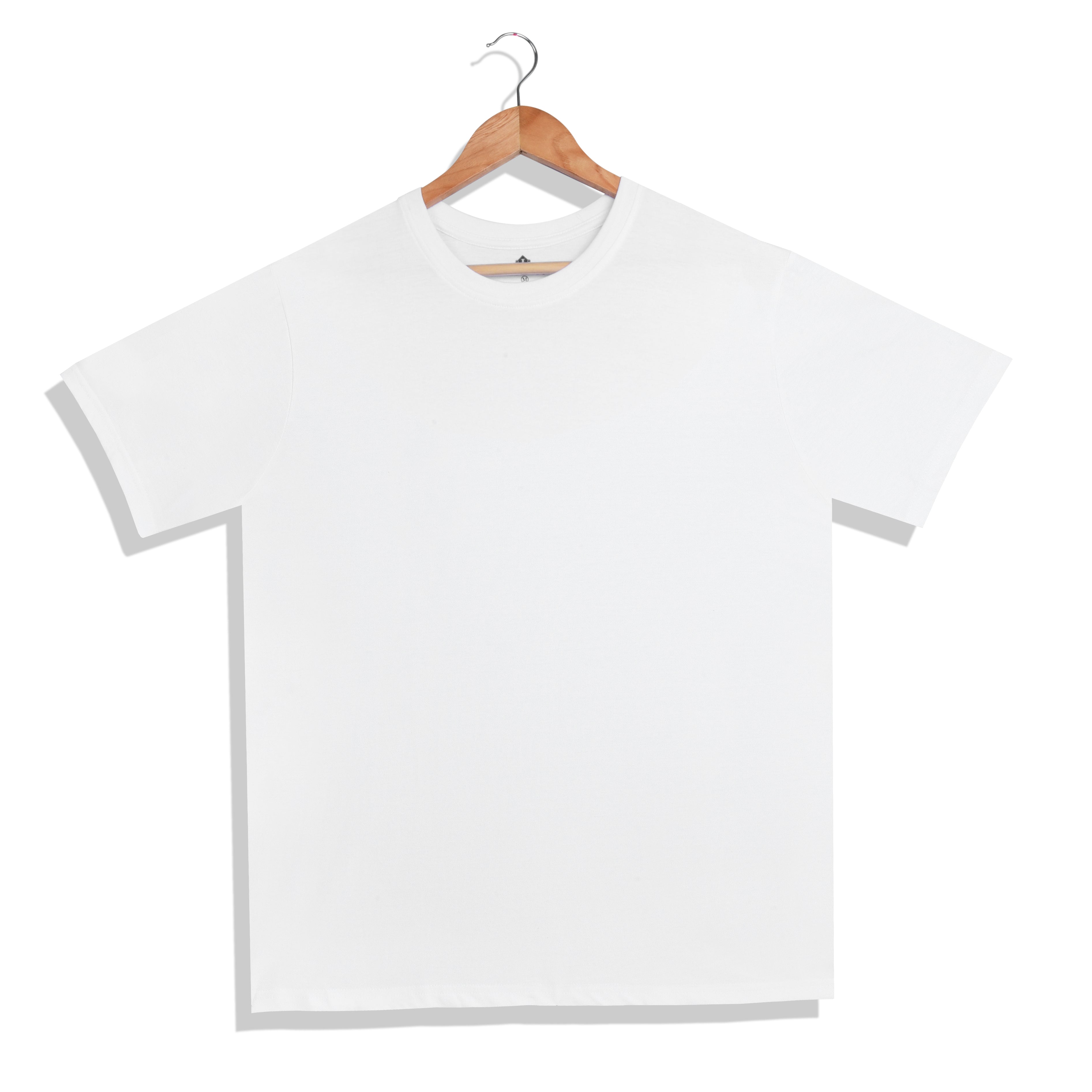 IMPERIO Men White Solid Round Neck T-Shirt | Pure Cotton, Casual Fit RN5017