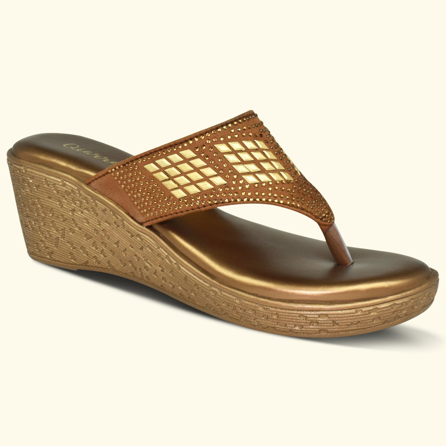 Qiarra Women's Shimmer Open Toe Wedge