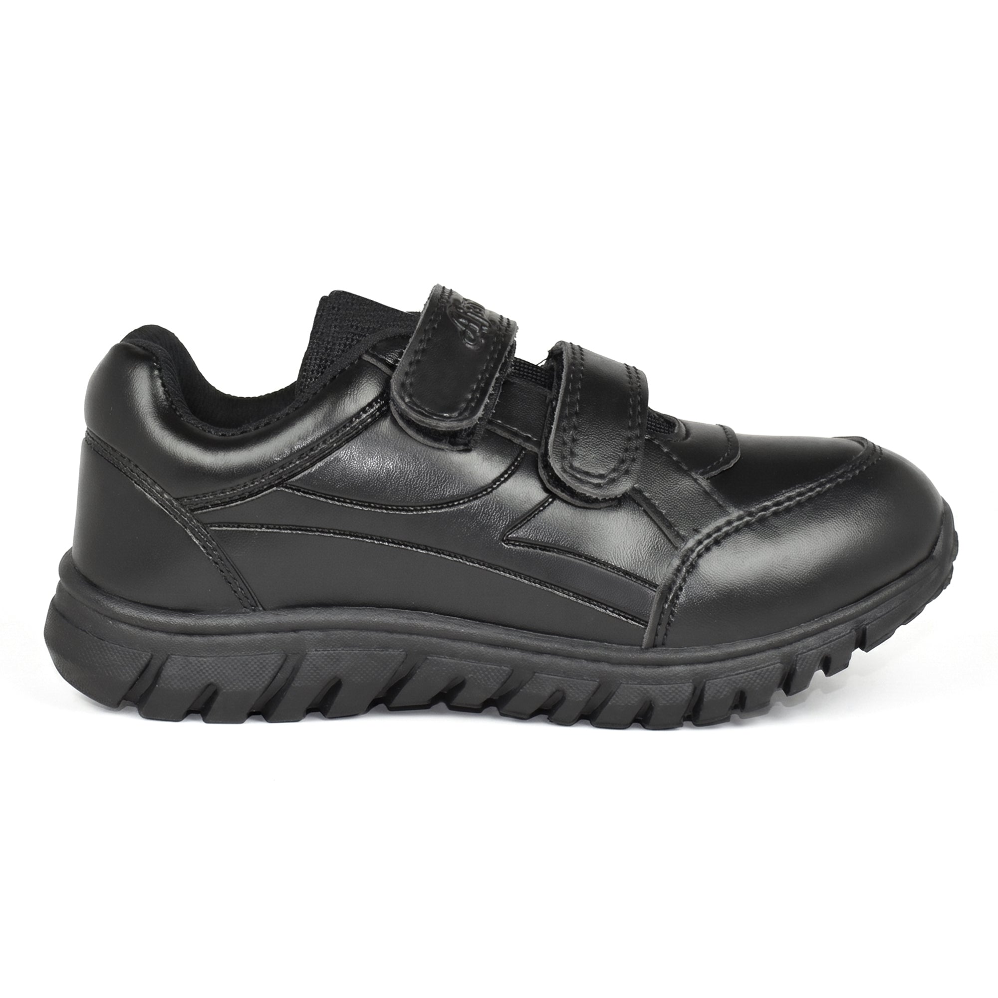 Premium Black School Shoes for Boys & Girls with Comfortable Double Velcro Closure and Strong Grip Sole