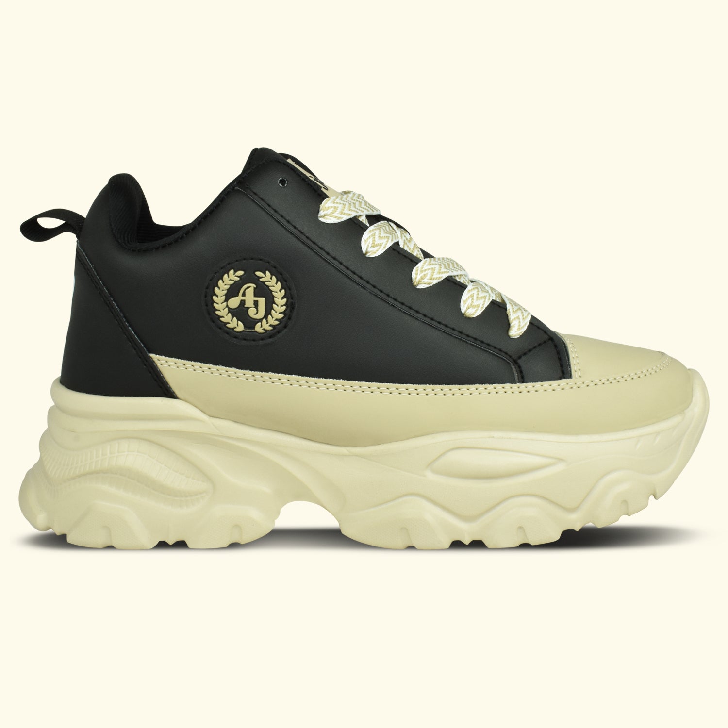 AJANTA Women Bold Black Lightning Chunky Sneakers | Stylish,Lightweight,Comfortable,Trendy Streetwear Sneakers EL5045