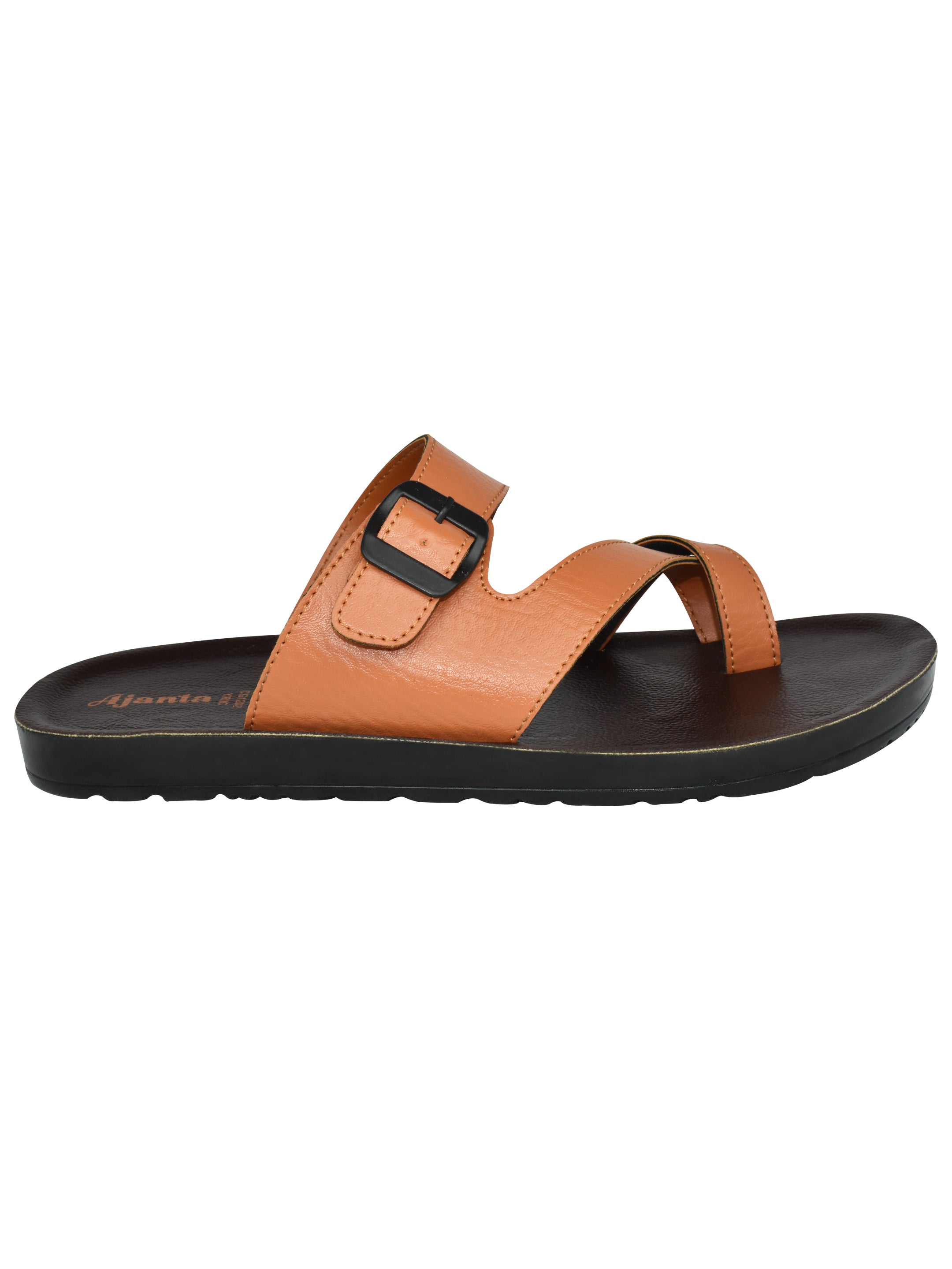 AJANTA Men's Tan Beach Chappal | Durable Synthetic Sole | PU Poaring Upper | Comfortable & Stylish Slip-On Sandals EG3025
