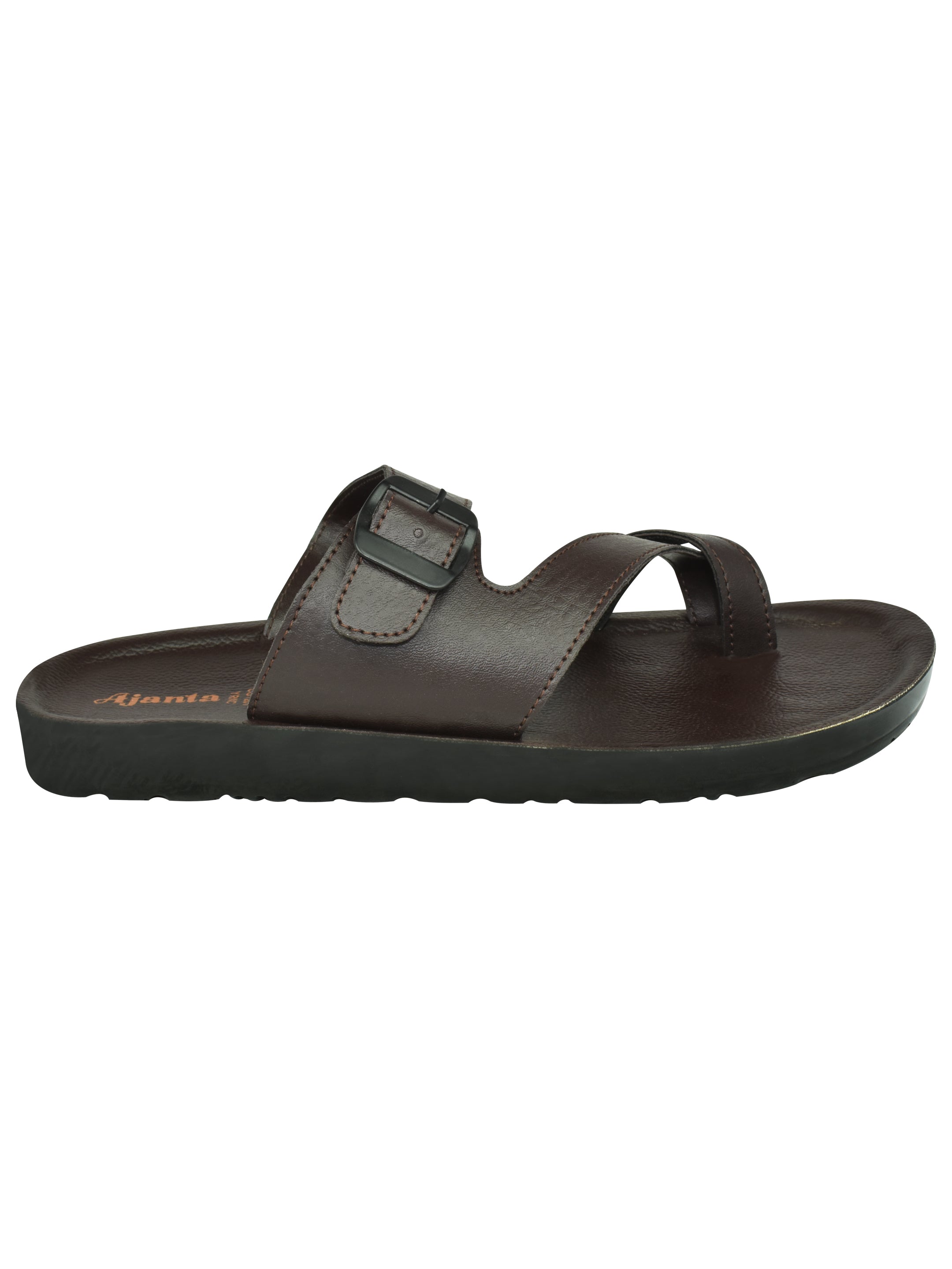 AJANTA Men's Brown Sandal | PU Poaring Upper | Durable Synthetic Sole | Lightweight & Comfortable Slippers EG3026