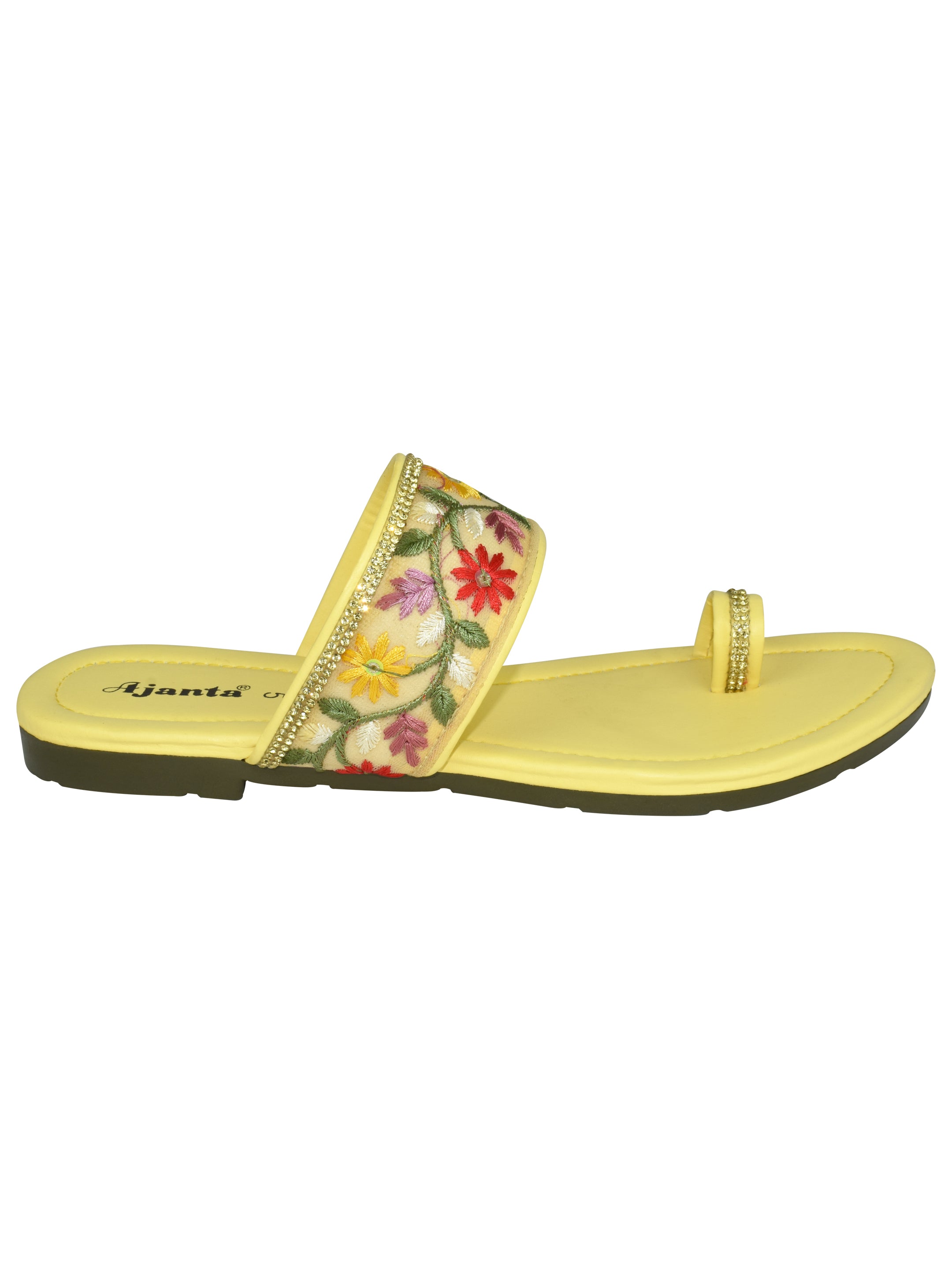 AJANTA Women's Yellow General Sandals | PVC Upper | Flexible Textile Sole | Stylish & Lightweight Daily Wear Slipper EL2019