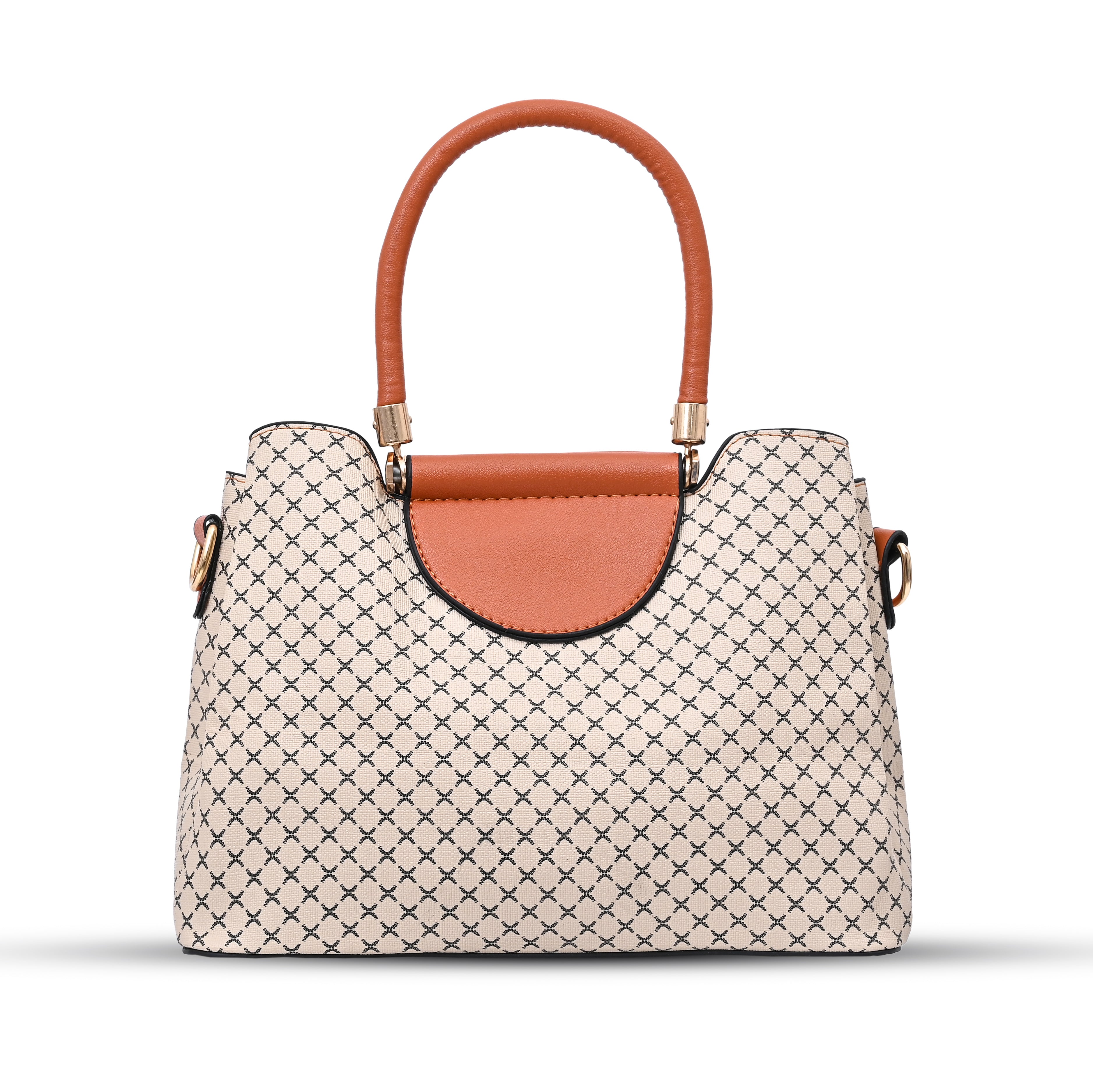 QIARRA Offwhite Luxe Artificial Leather Premium Textured Satchel Bag / Handbag with Detachable Slings VB8060