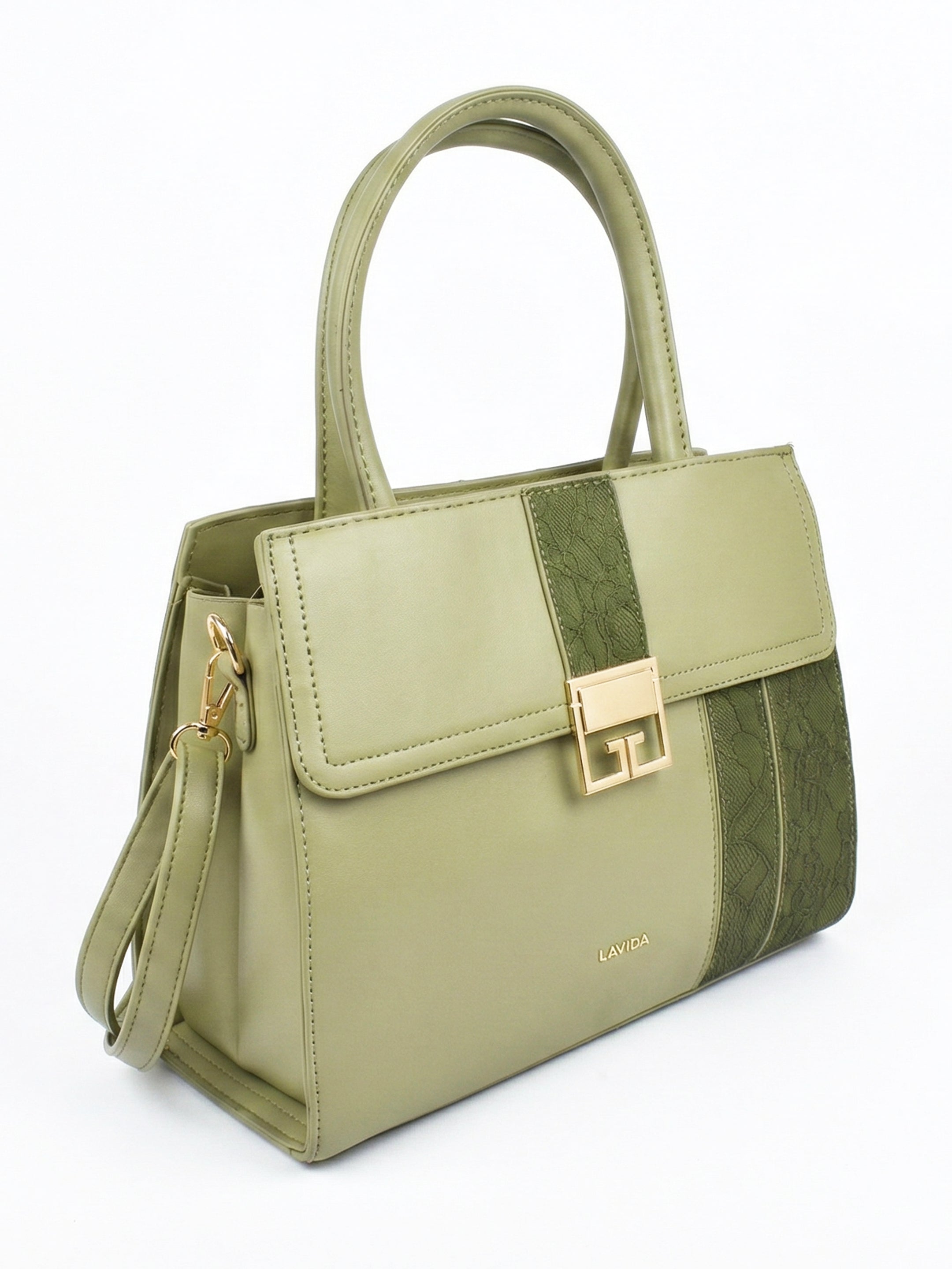 Ajanta Women’s Stylish Green Handbag with Detachable Strap