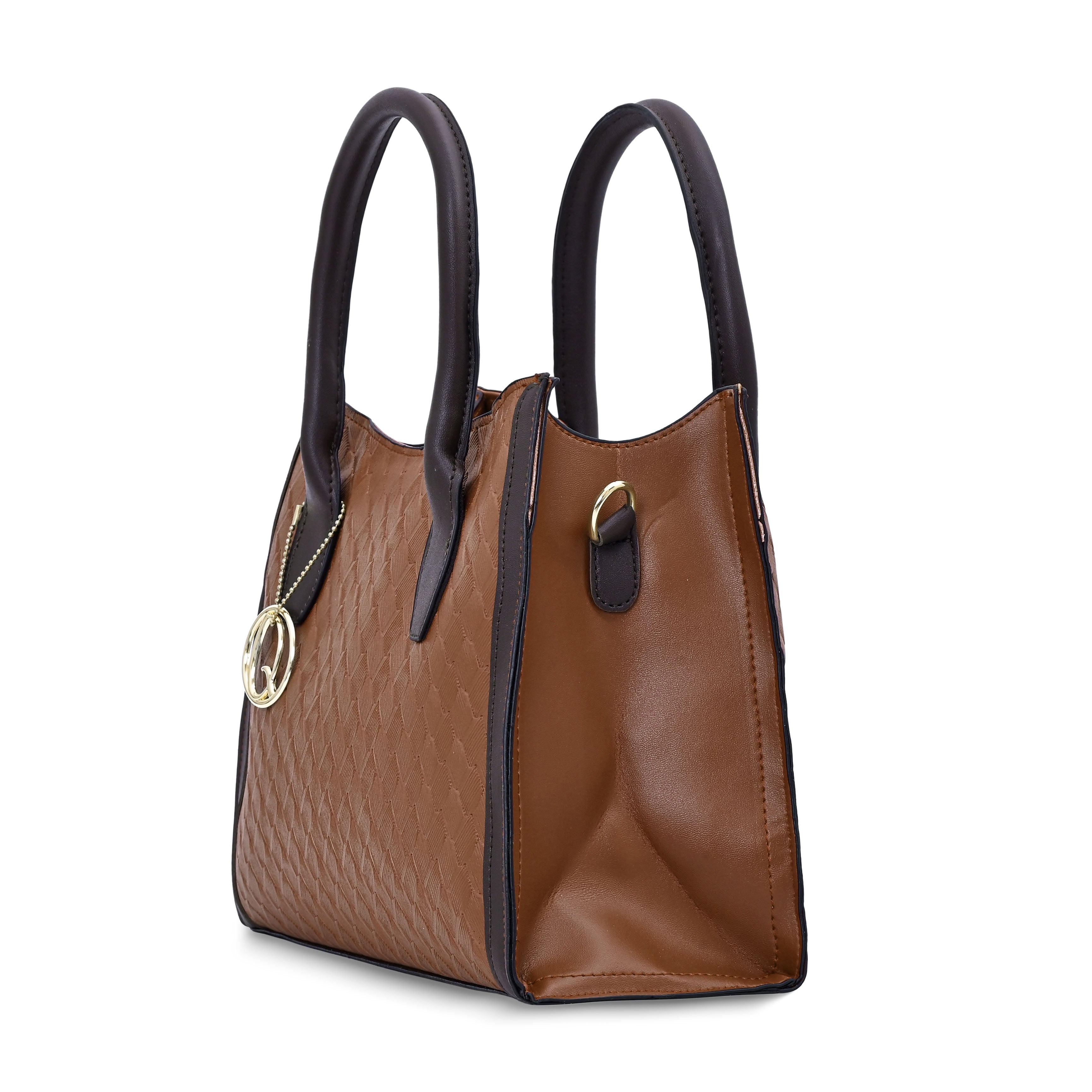 QIARRA Brown Luxe Textured Synthetic Rexin Shoulder Bag with Detachable Strap VB8051