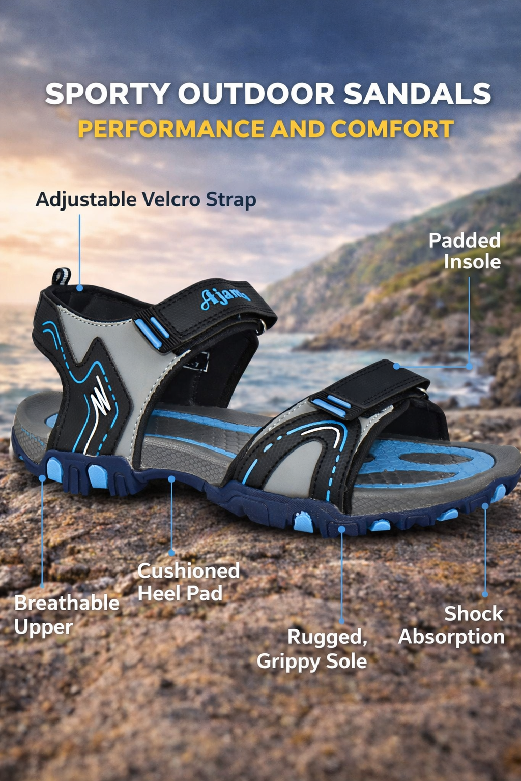 Ajanta Menโs Sports Lightweight Sandals