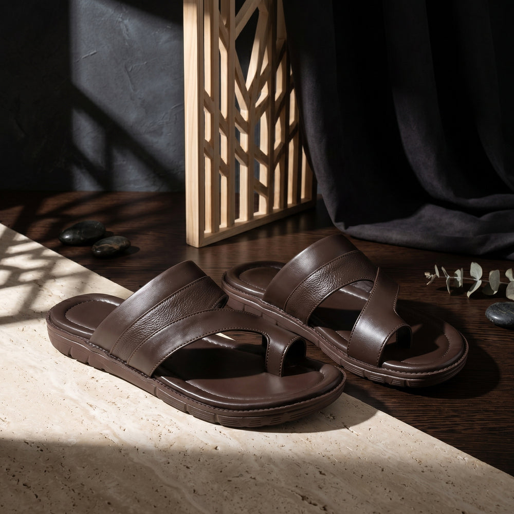 AJANTA Men Stylish Comfort Sandals | Soft Cushion | All-Day Comfort (Brown)