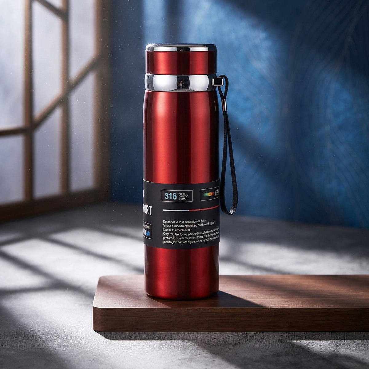 AJANTA 1000ml Stainless Steel Thermal Water Bottle | 316 Surgical Grade Steel High Vacuum Flask | Double Wall Insulated Bottle | 12H Hot & 48H Cold Retention | Leak Proof Lid with Carry Strap & Inner Strainer Drinking Bottle For Office, Travel, Outing