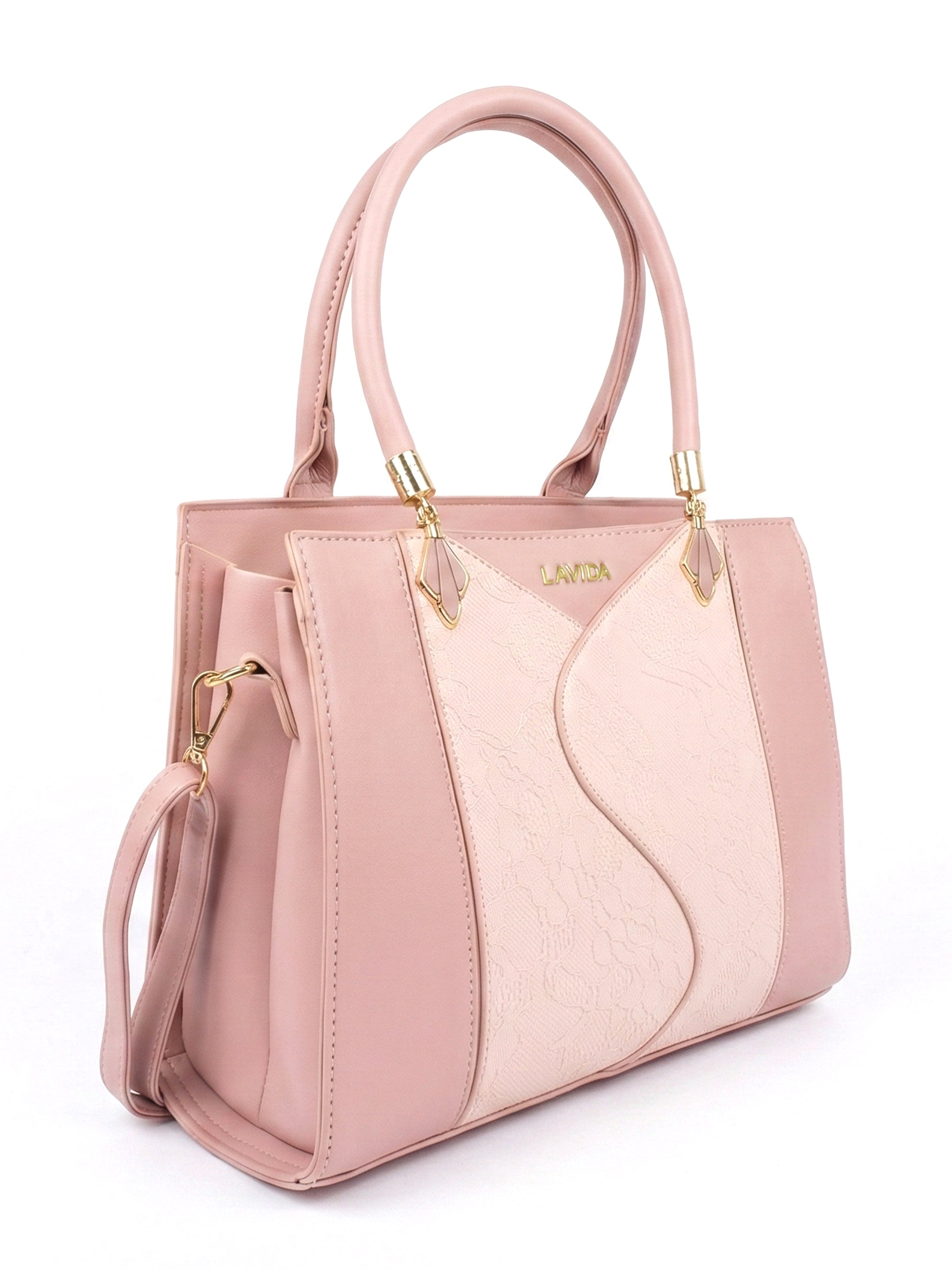 Ajanta Women’s Designer Pink Handbag with Detachable Strap
