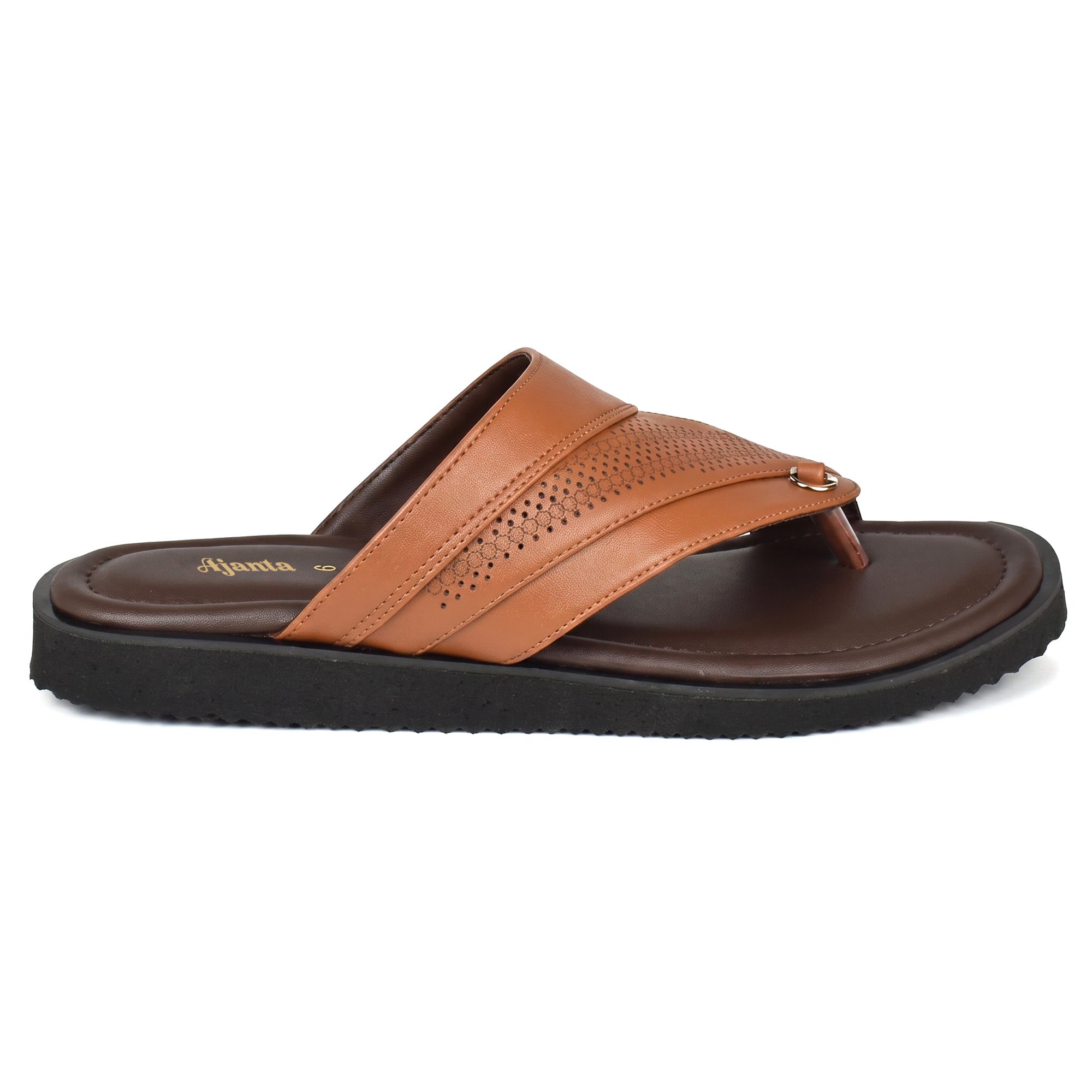 AJANTA Men Slip-On Sandals | Comfortable Lightweight Daily Wear (Tan)