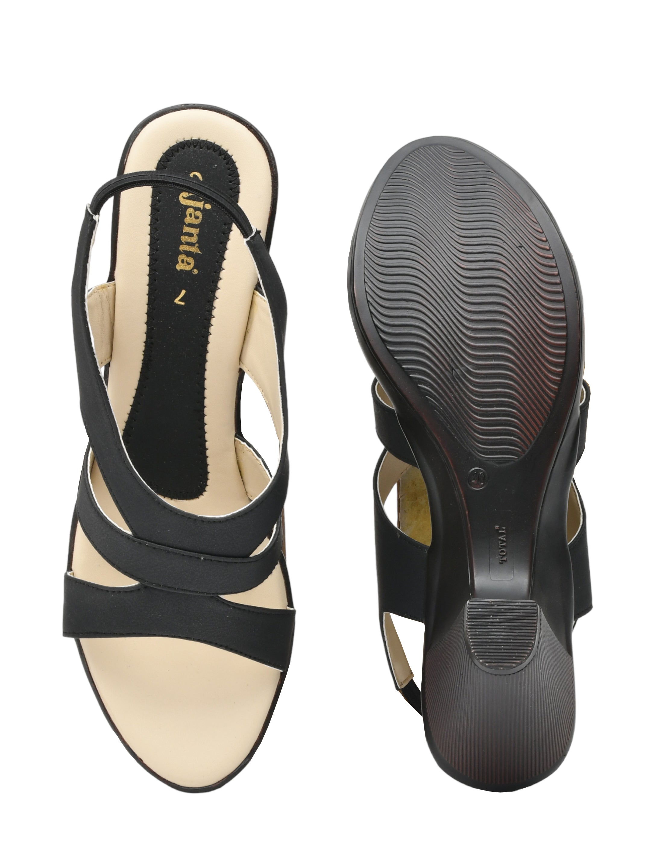 Women's Black Heeled Sandals