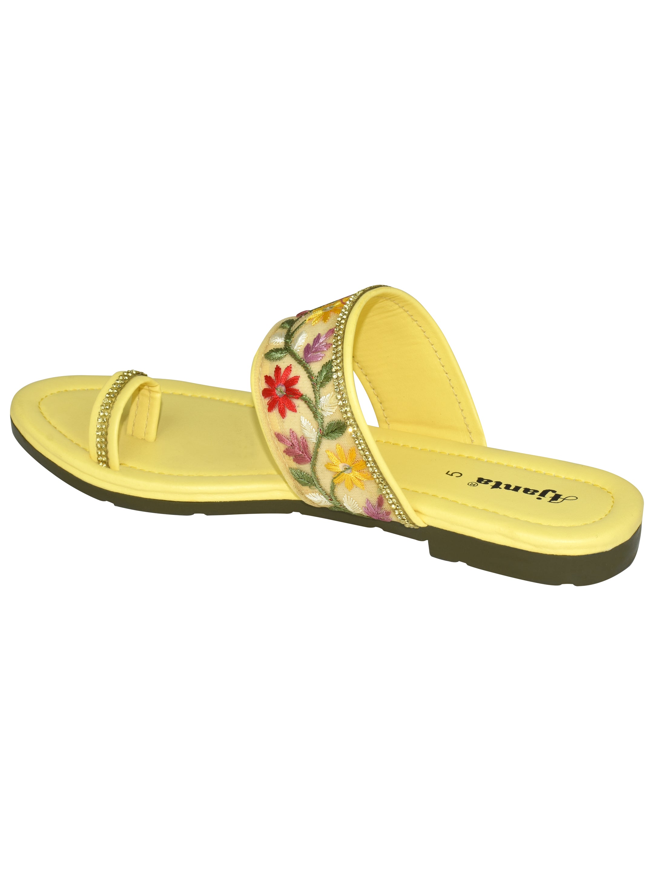 AJANTA Women's Yellow General Sandals | PVC Upper | Flexible Textile Sole | Stylish & Lightweight Daily Wear Slipper EL2019