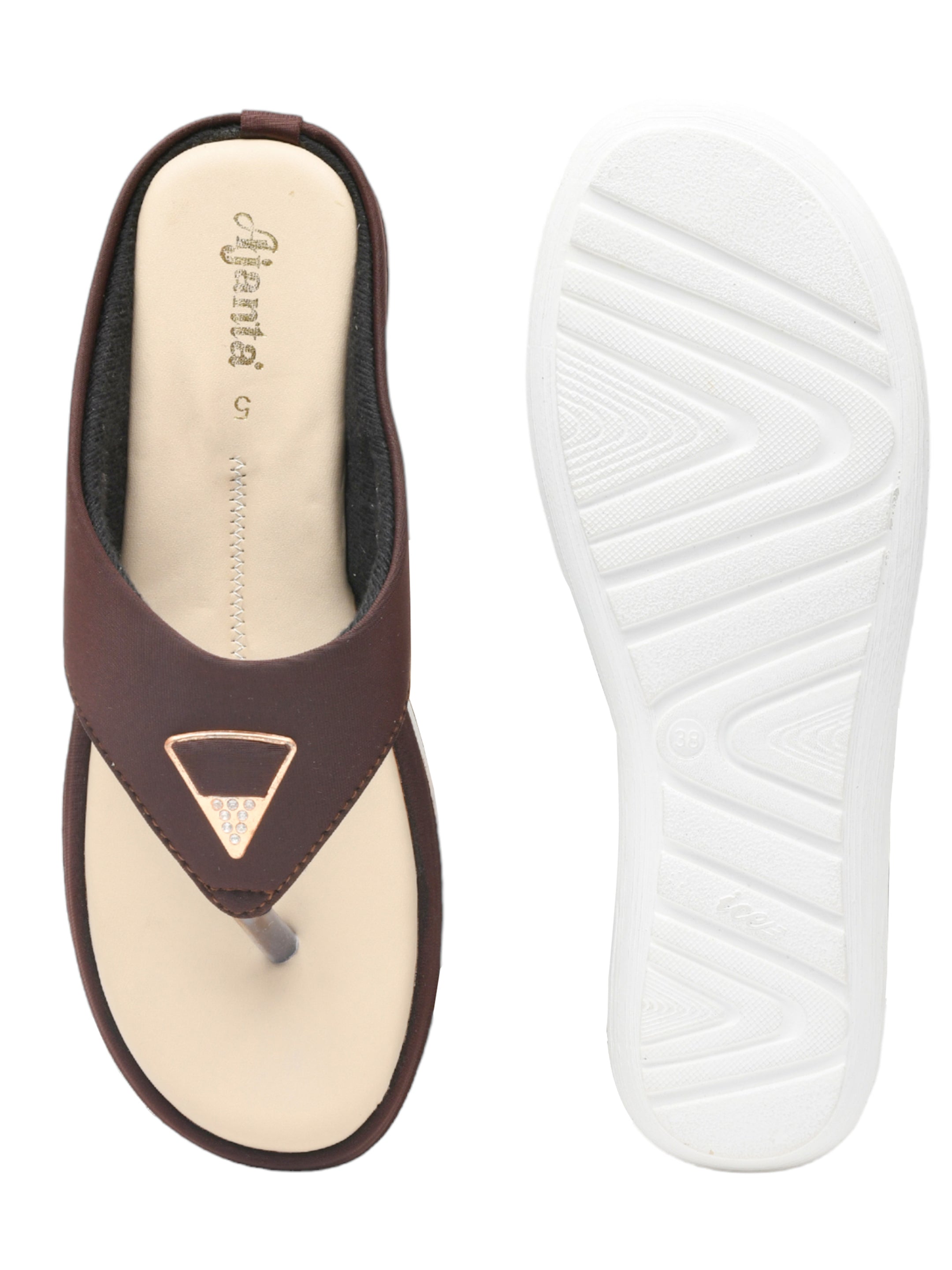 Ajanta Women's Brown Sandals | Stylish Synthetic Upper | Cushioned Airmax Sole | Comfort Sandal BL1306