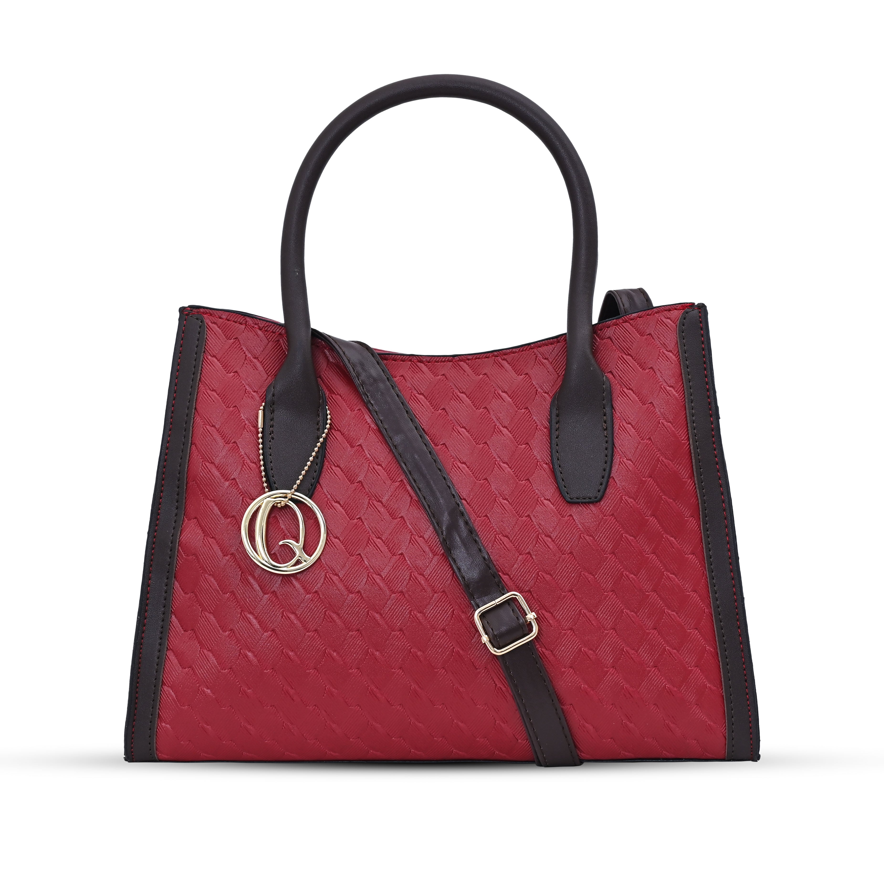 QIARRA Red Luxe Textured Synthetic Rexin Shoulder Bag with Detachable Strap VB8050