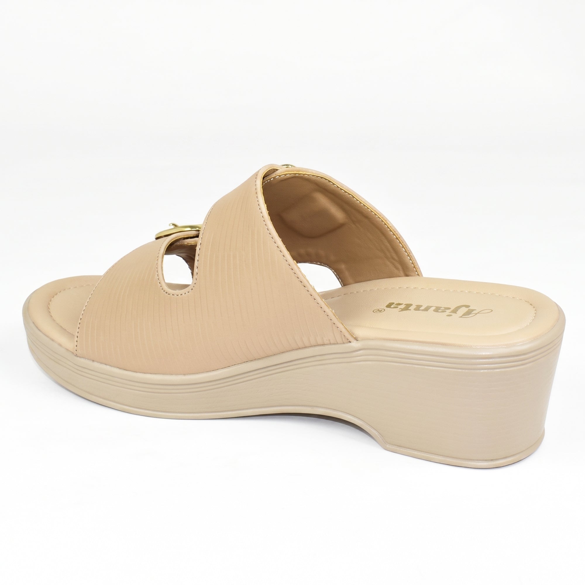 Ajanta Women’s Open-Toe Sandals with Buckle Closure | Slip-On Casual Flats for Women | Comfortable Daily Wear Footwear Ladies