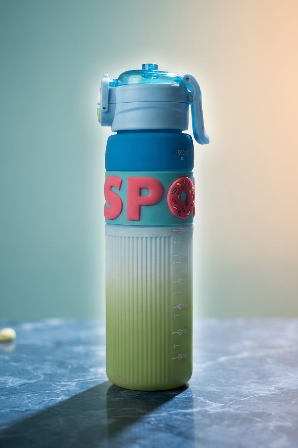 Ajanta Sports Water Bottle with Straw 1000ml | BPA Free Plastic Leakproof Sipper Bottle | One Click Flip Top Lid with Safety Lock & Carry Handle | Time Marker for Gym, Workout, School, Office, Fitness, Travel & Outdoor For Kids, Women & Men