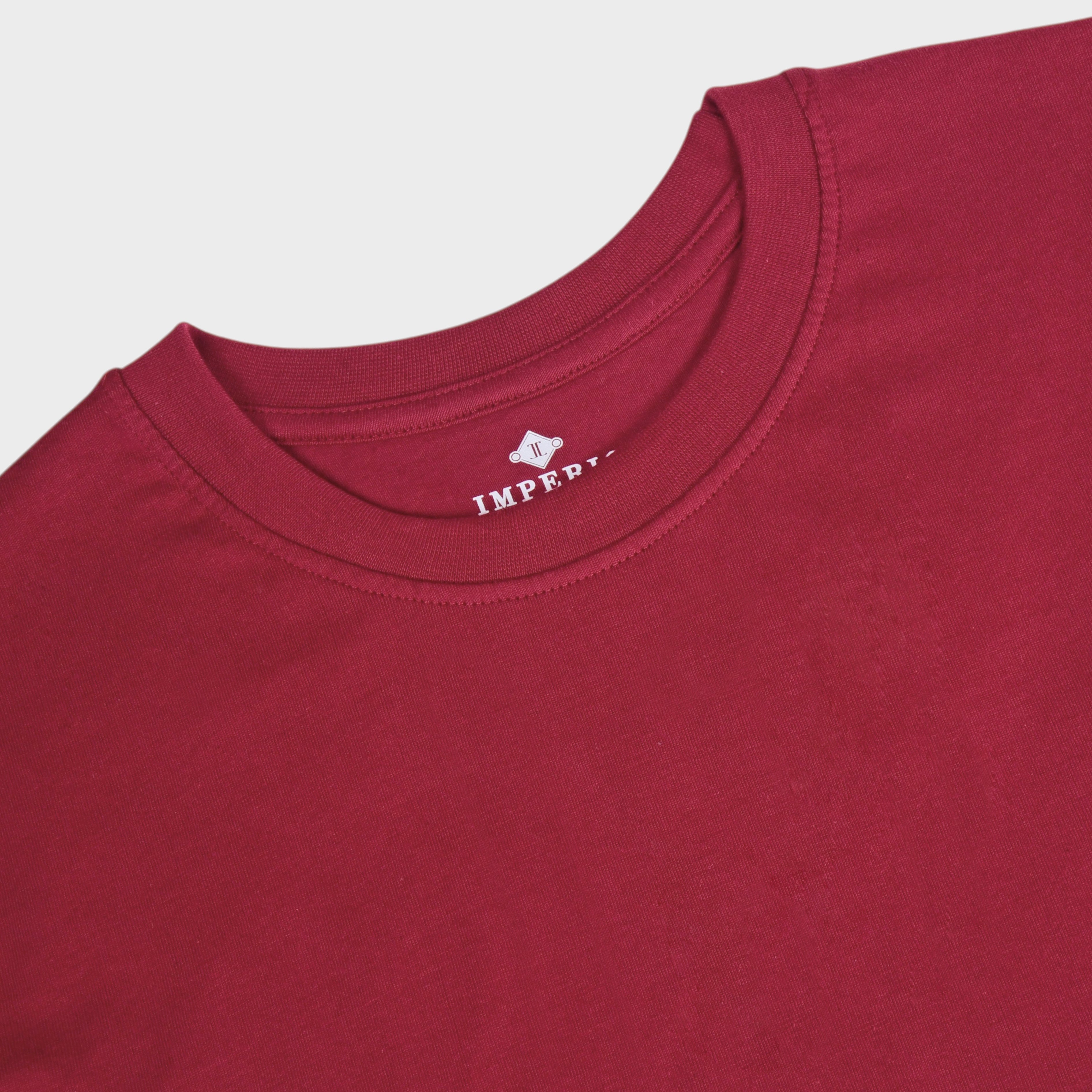 IMPERIO Men Maroon Solid Round Neck T-Shirt | Pure Cotton, Casual Fit RN5018