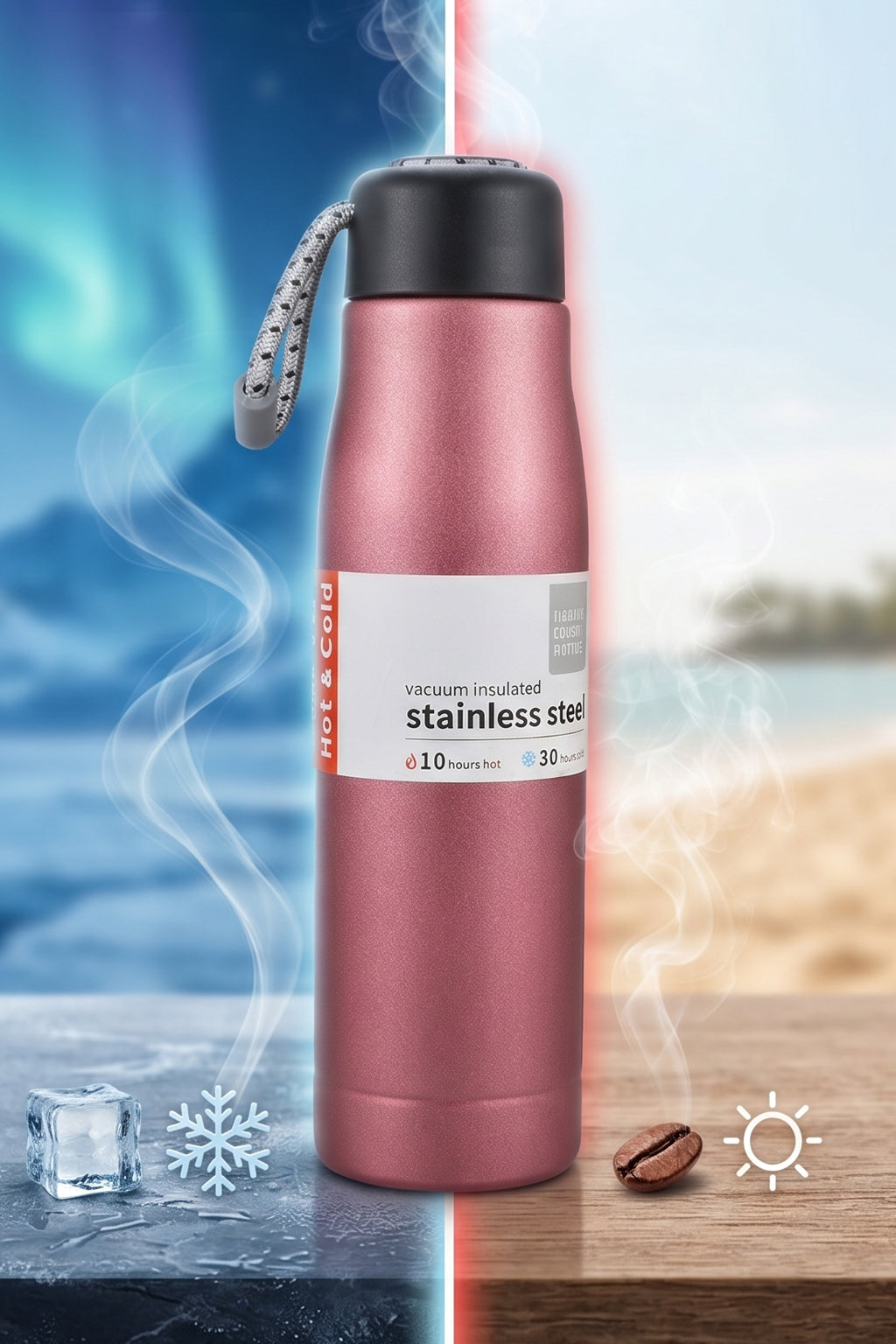 AJANTA Vacuum Insulated Stainless Steel Water Bottle 550 ml | Double Wall Thermos Flask | Leakproof, BPA Free | Keeps Hot 10 Hrs & Cold 30 Hrs | Office, School, Gym, Travel