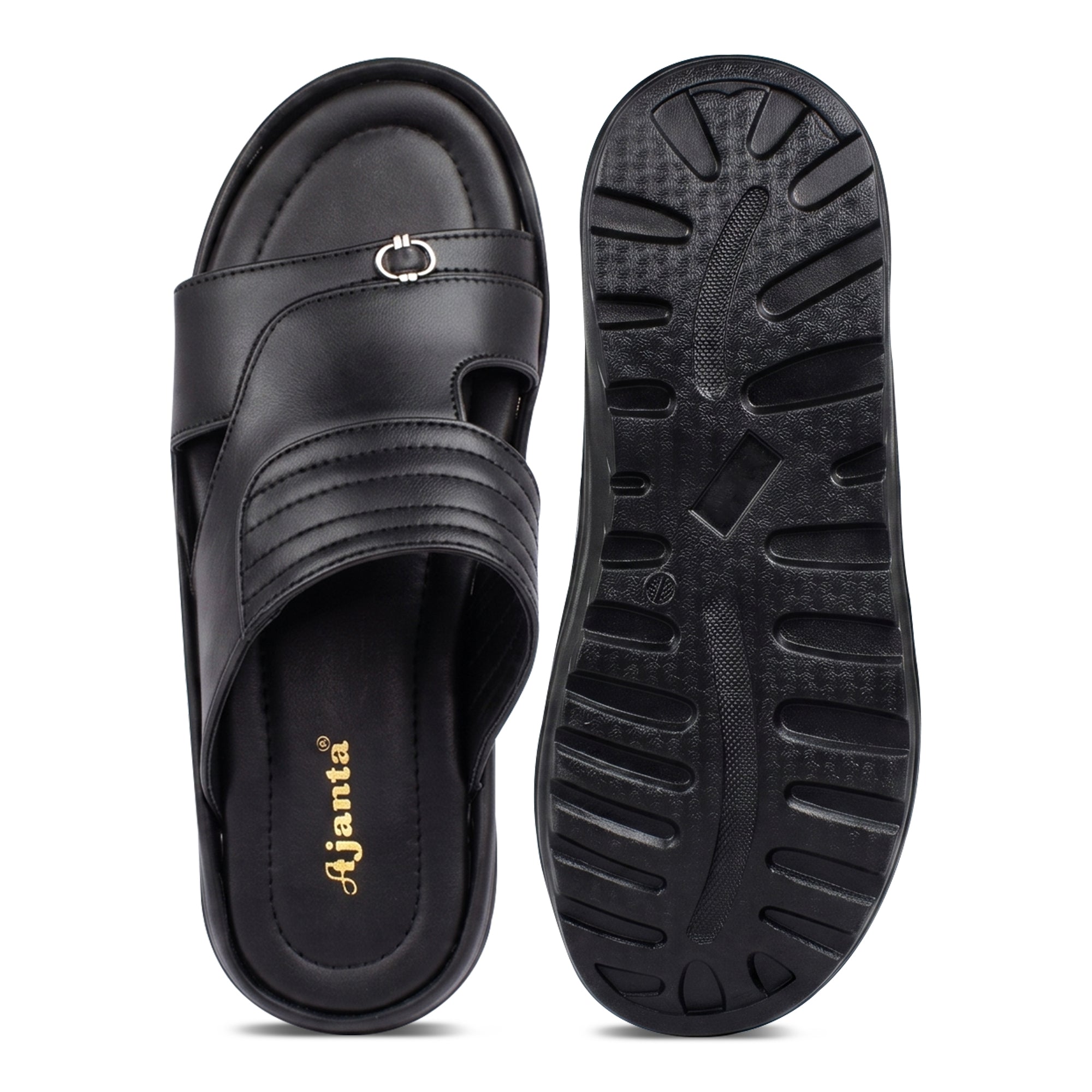 AJANTA Men Comfort Sandals | Lightweight & Durable Daily Wear (Black)