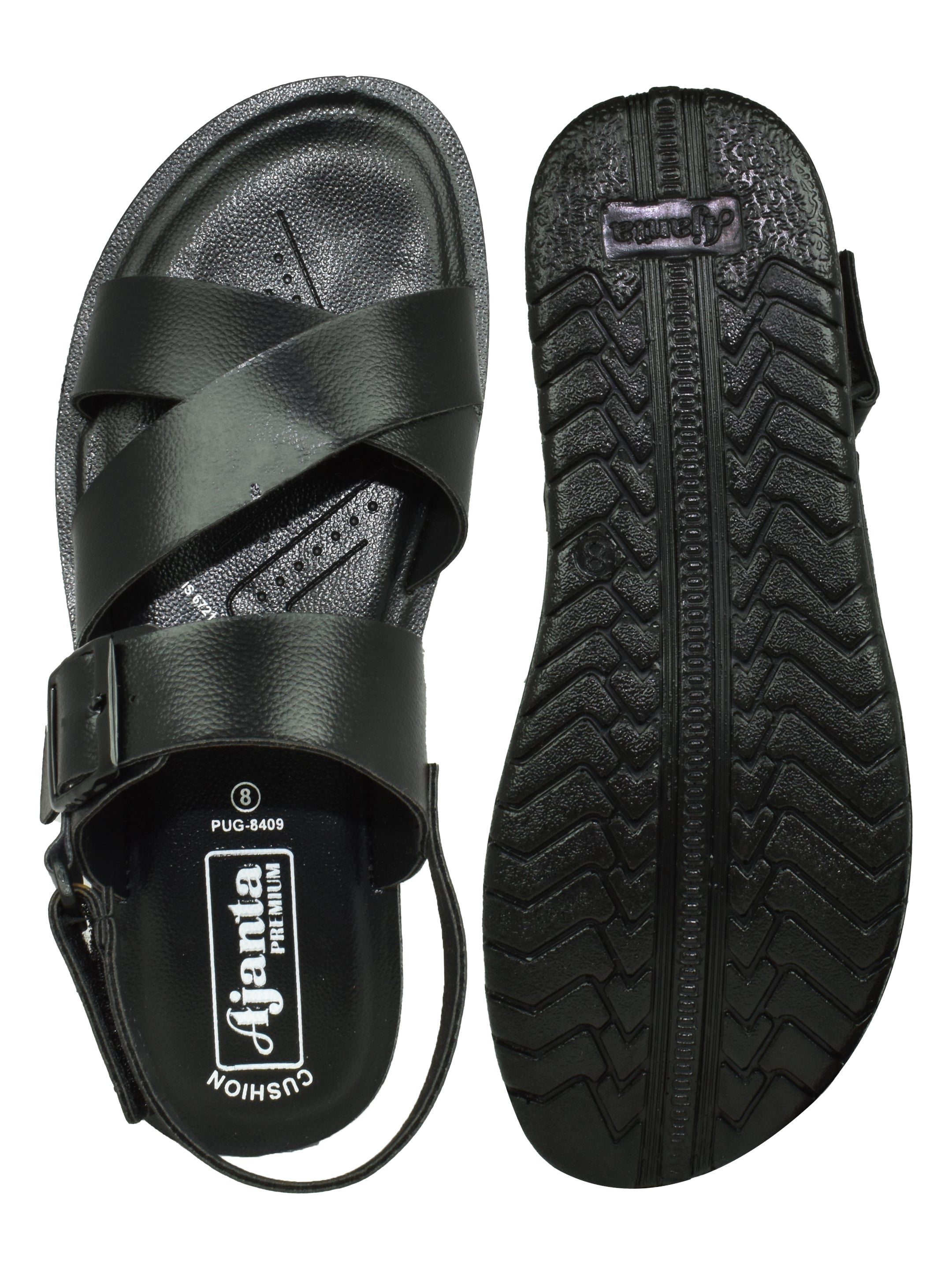 Ajanta Men’s Black Cross-Strap Sandal