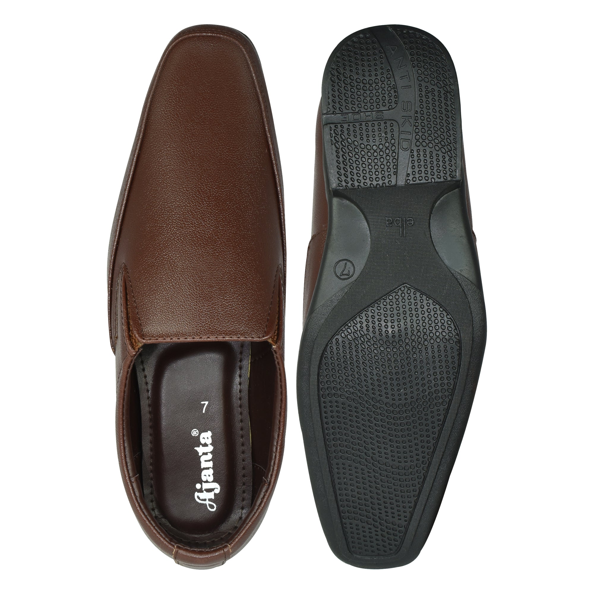 Ajanta Men’s Brown Formal Slip-On Shoes